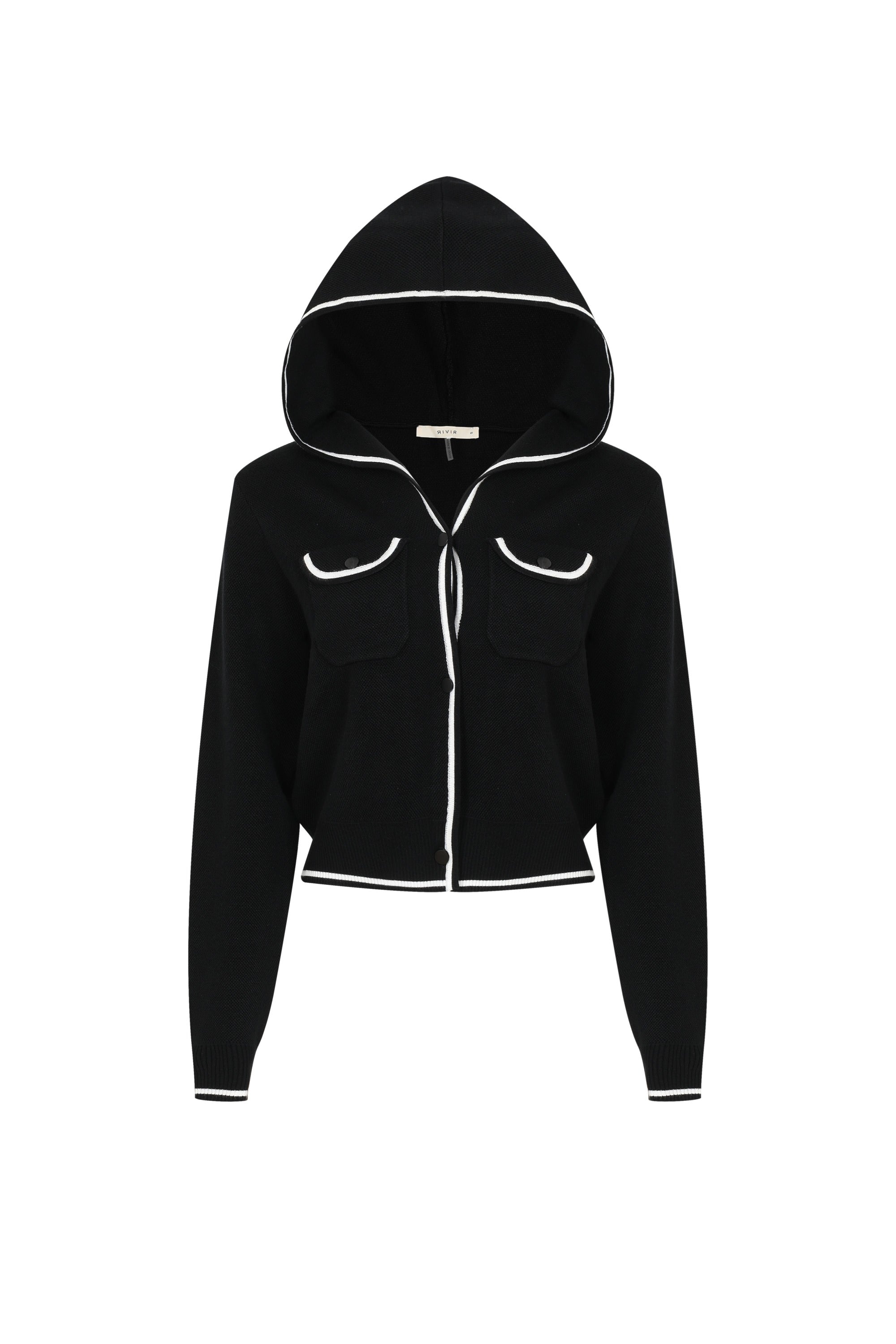 Hooded Flow Cardigan With Contrast