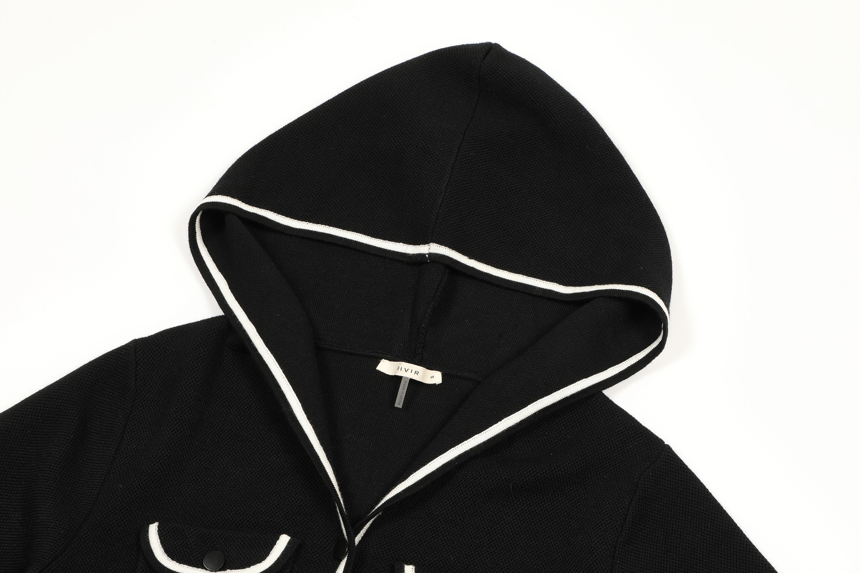 Hooded Flow Cardigan With Contrast