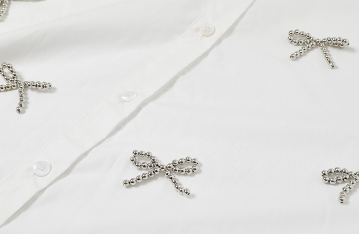 Bow Accent Button Down Shirt