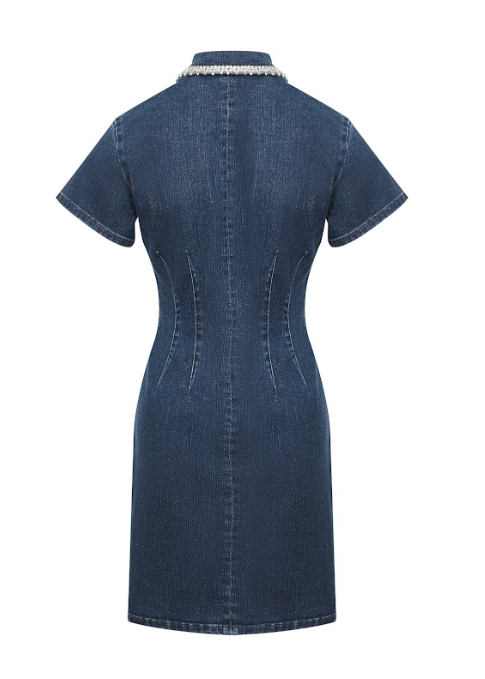 Estelle Short Sleeve Embellished Denim Dress