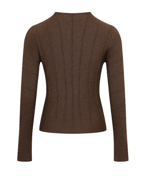 Ribbed Stitching Knit Long Sleeve Top
