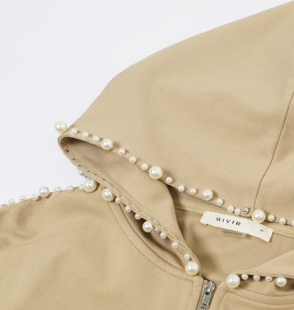 Pearl Embellished Hooded Jacket And Pants Set