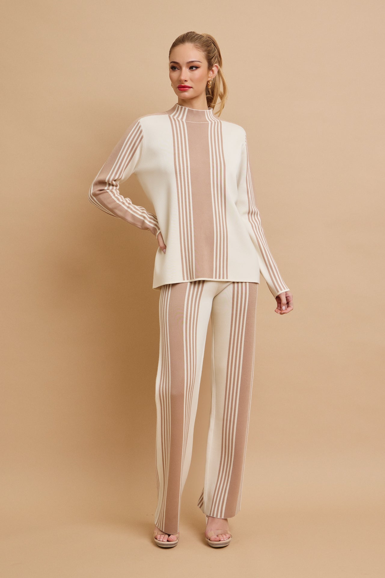 On Days Like These Knit Stripe Long Sleeve Top and Pants Set