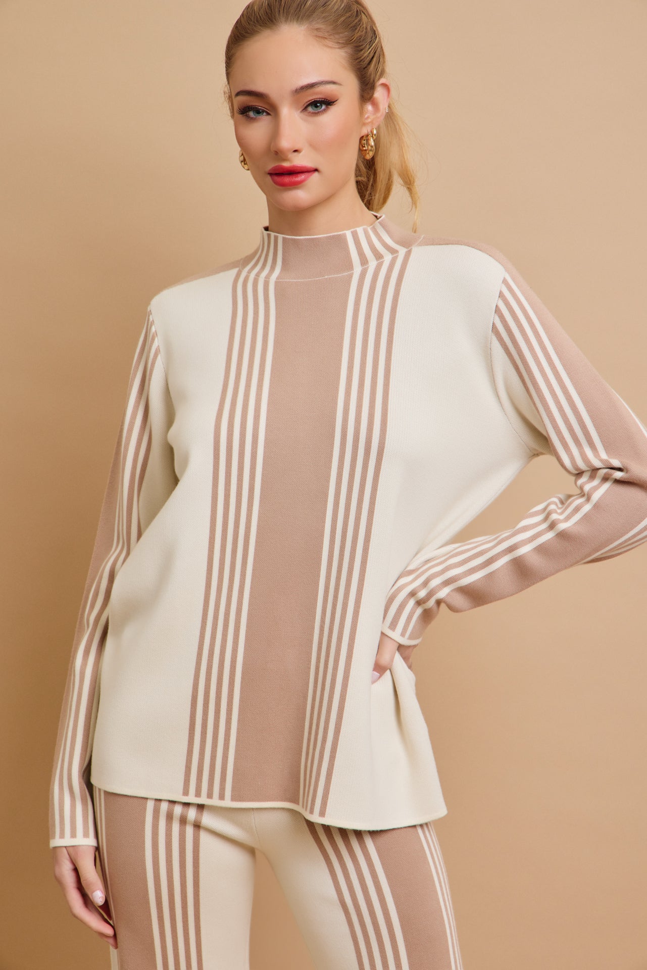 On Days Like These Knit Stripe Long Sleeve Top and Pants Set