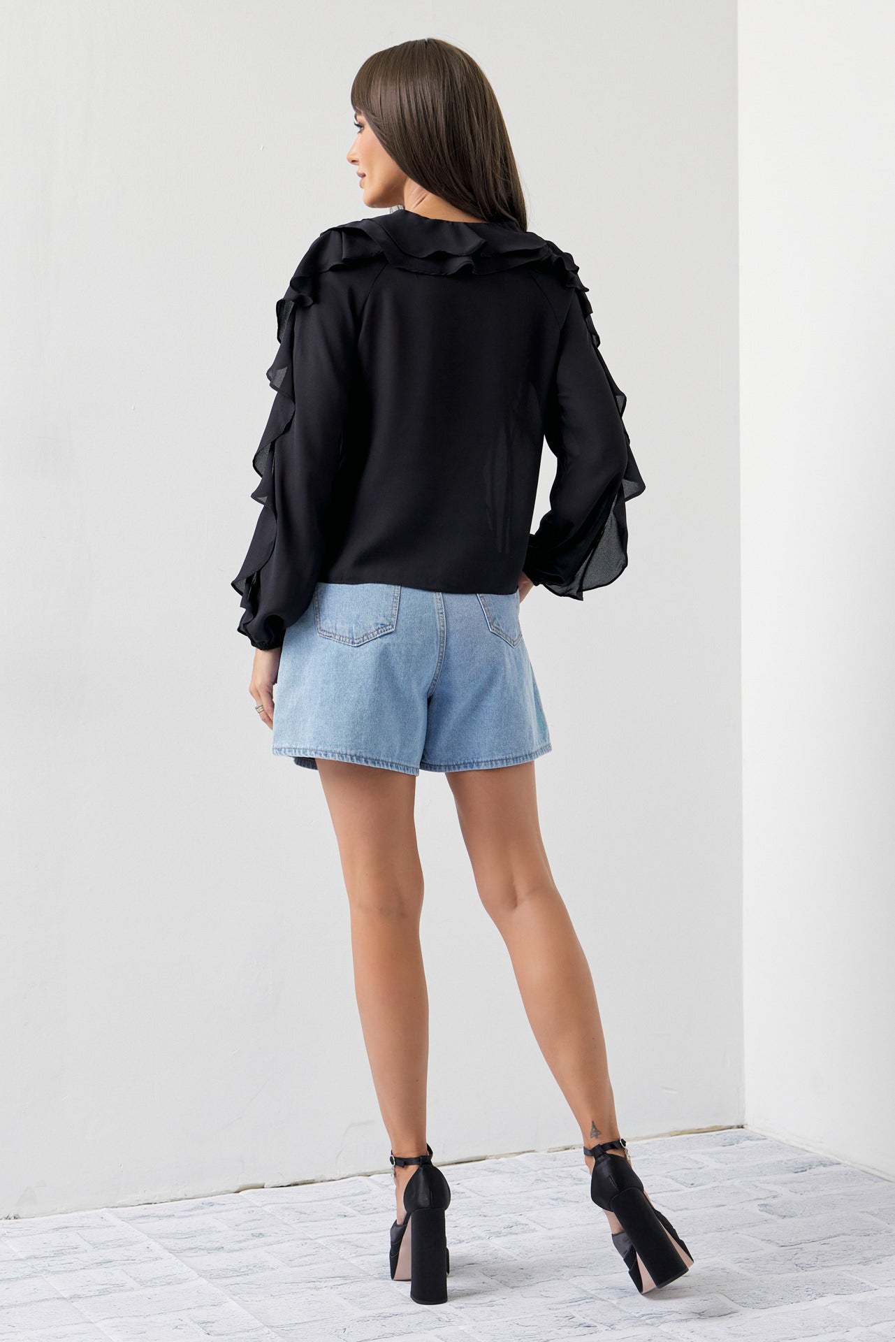 Sophia Woven Blouse with Ruffles