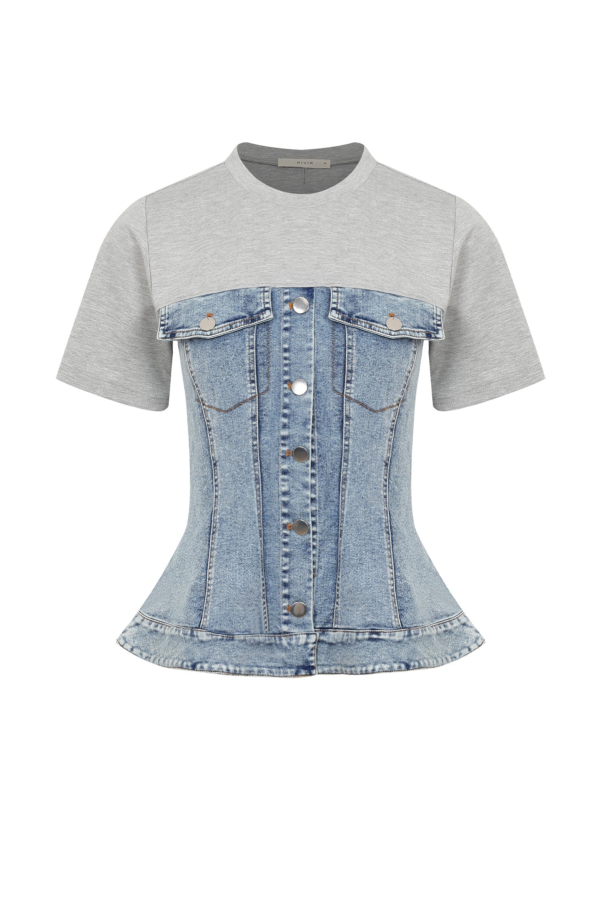 Marzi Mixed Media Denim T-shirt