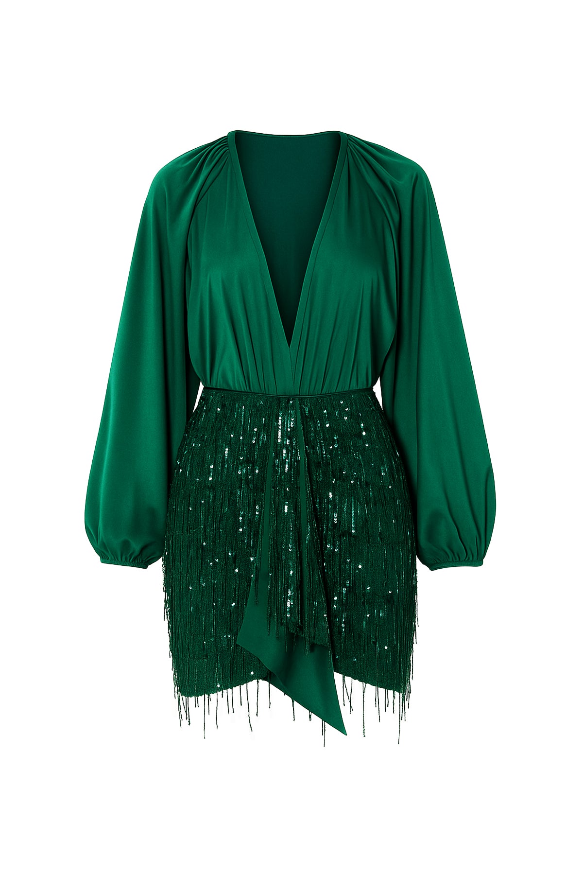 Satin Bodysuit & Sequin Mesh Mini Skirt Set