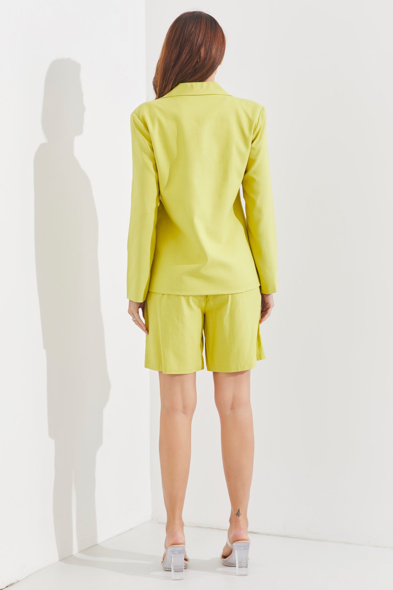 Woven Linen Suit Short Set