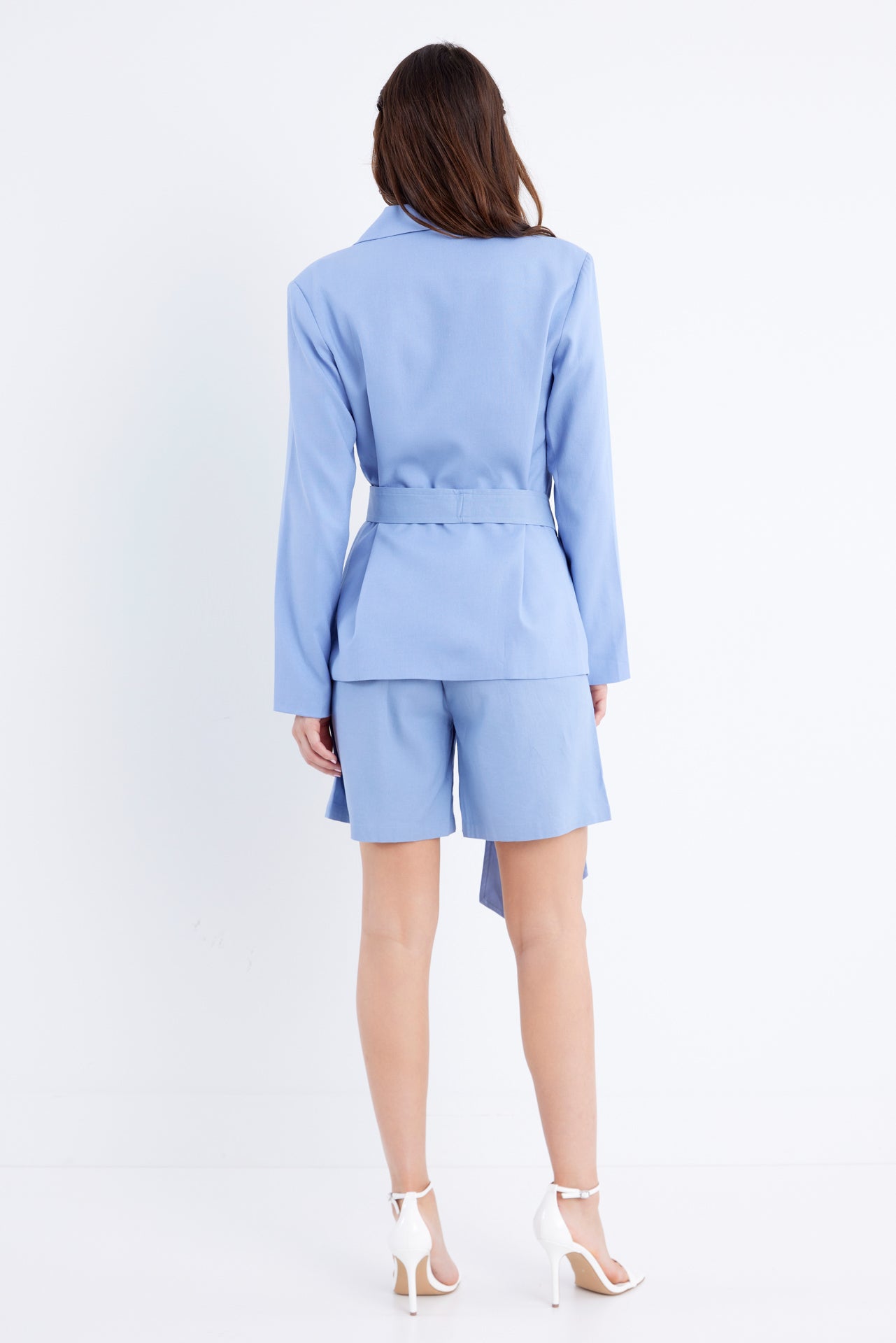 Woven Linen Suit Short Set
