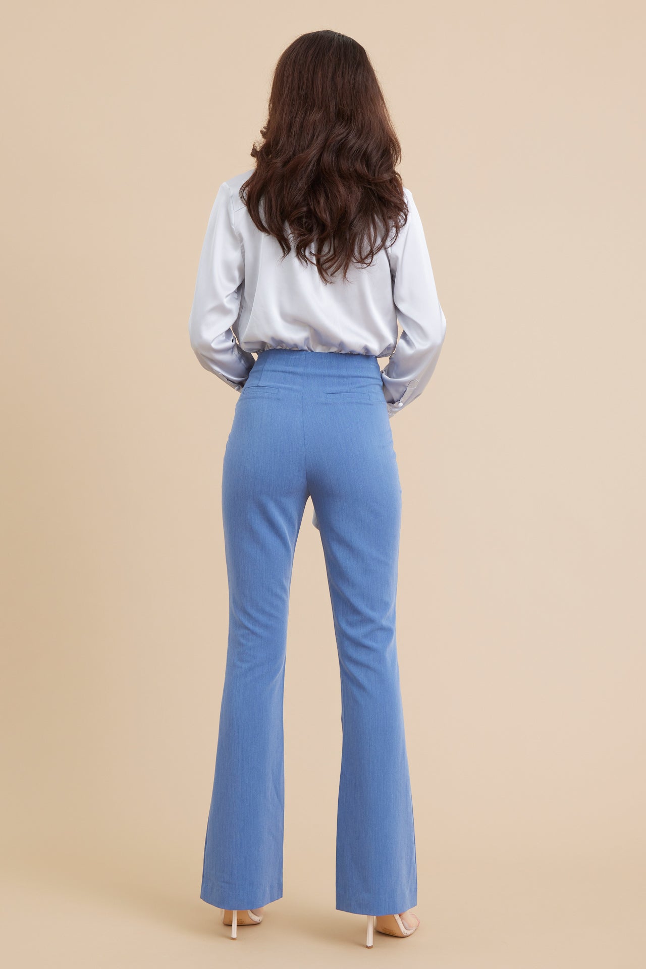 Woven Satin Shirt and Belt Detail Pants Set