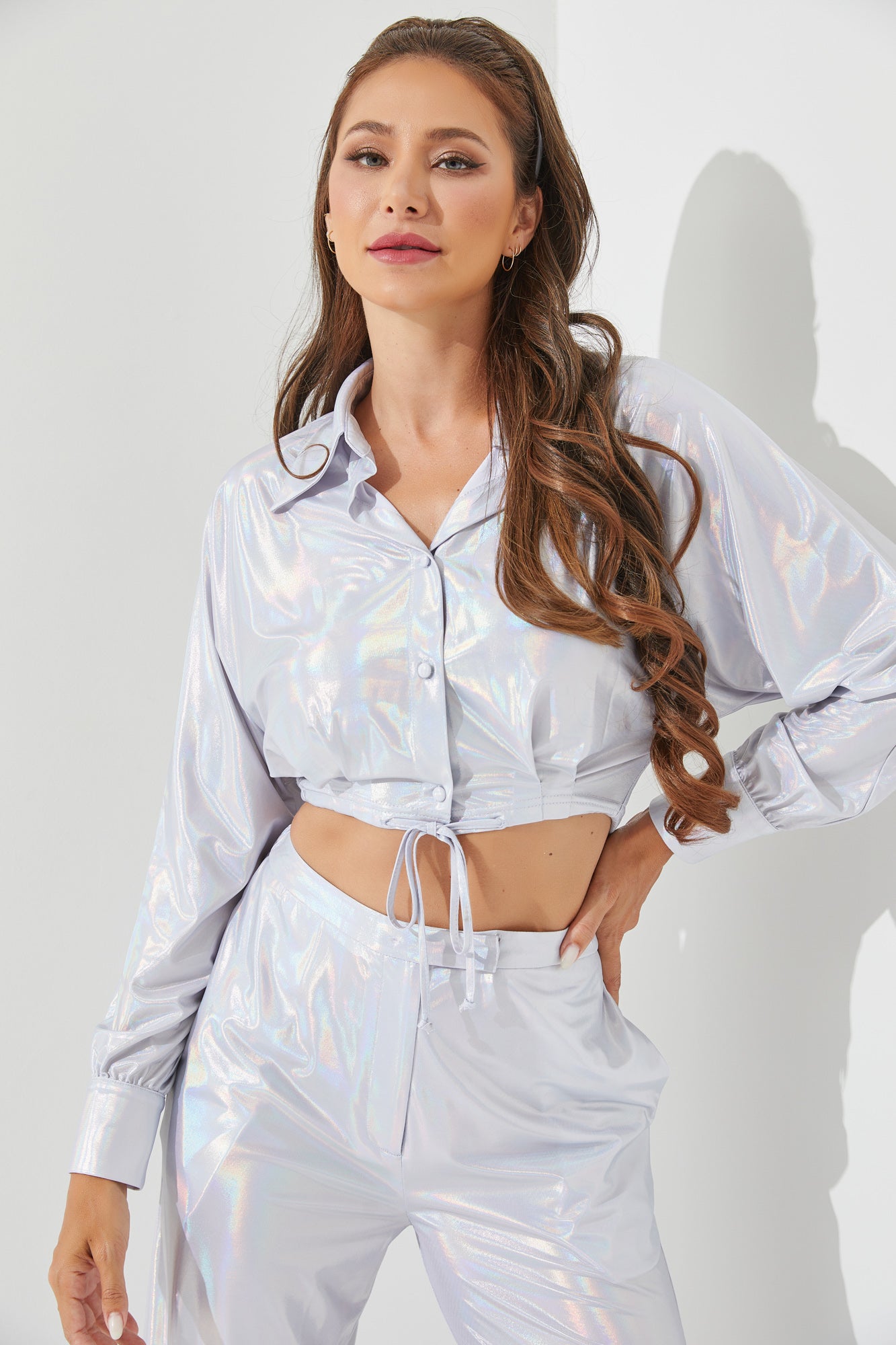 Cropped Dolman Long Sleeve Top and Pants Set