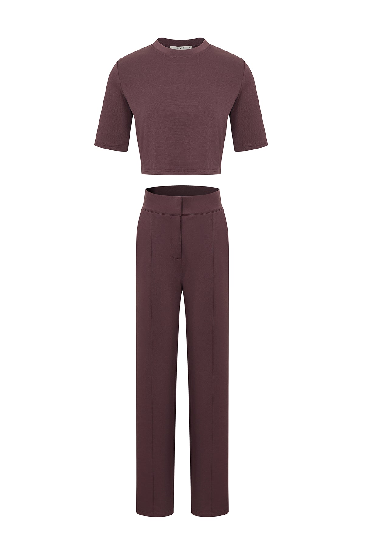 Casual Day Crop Top and High Waist Pants Set