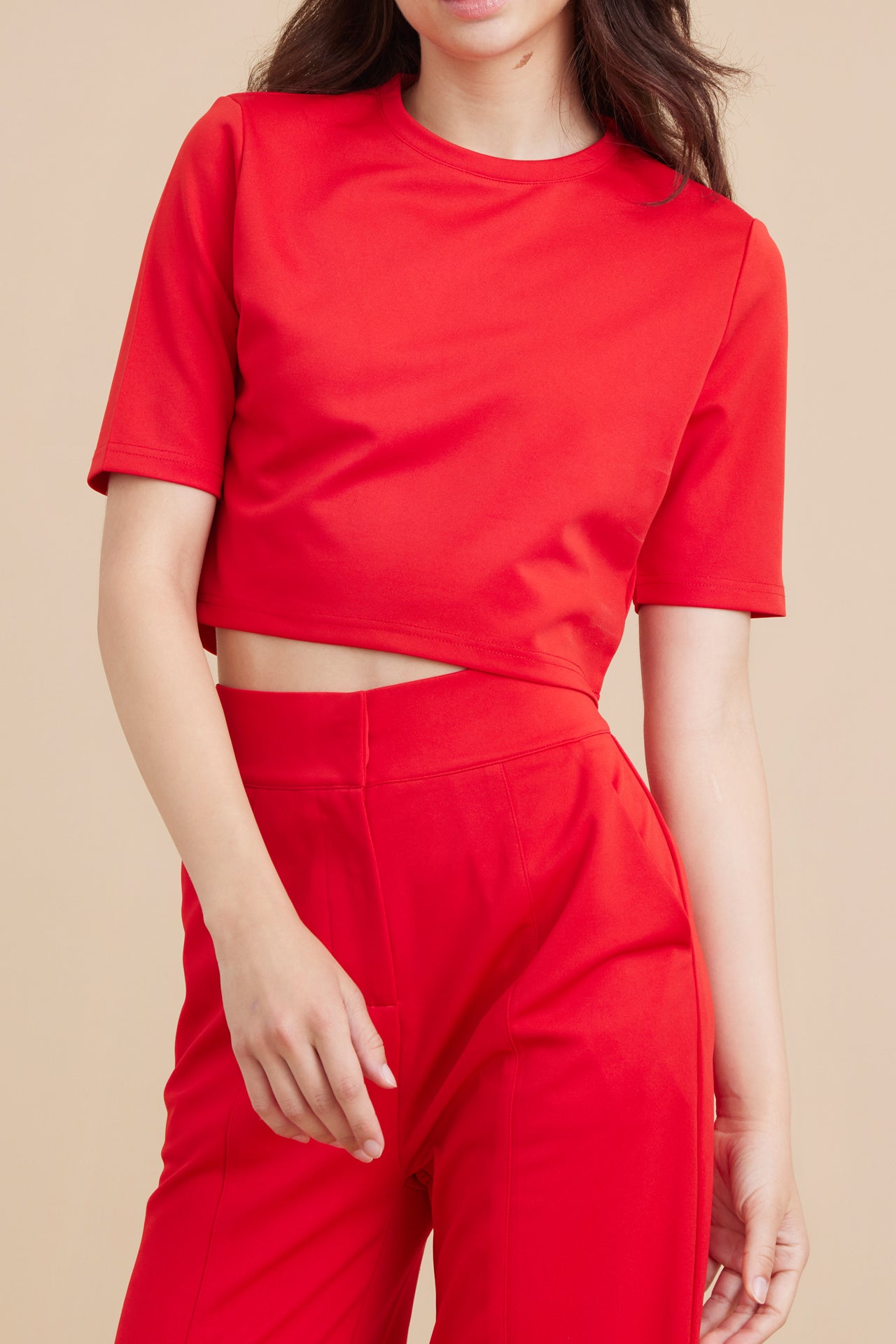 Knit Crop Top y pantalones de cintura alta Set