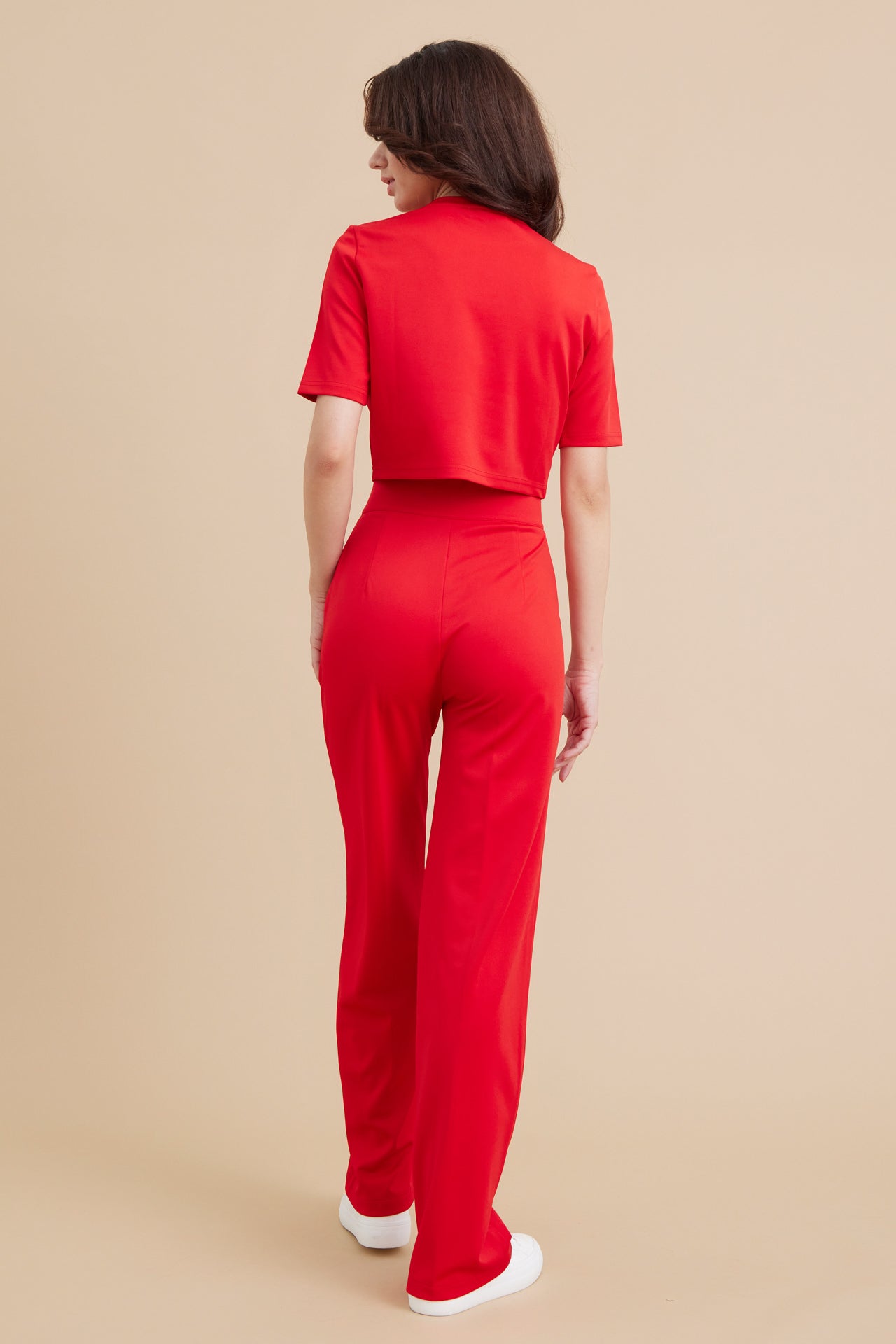 Knit Crop Top y pantalones de cintura alta Set