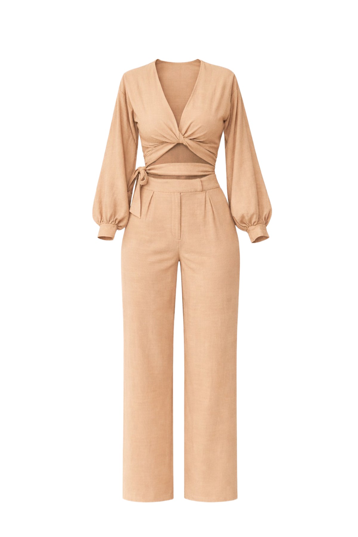 Balloon Sleeve Top & Pleated Detail Pant Set