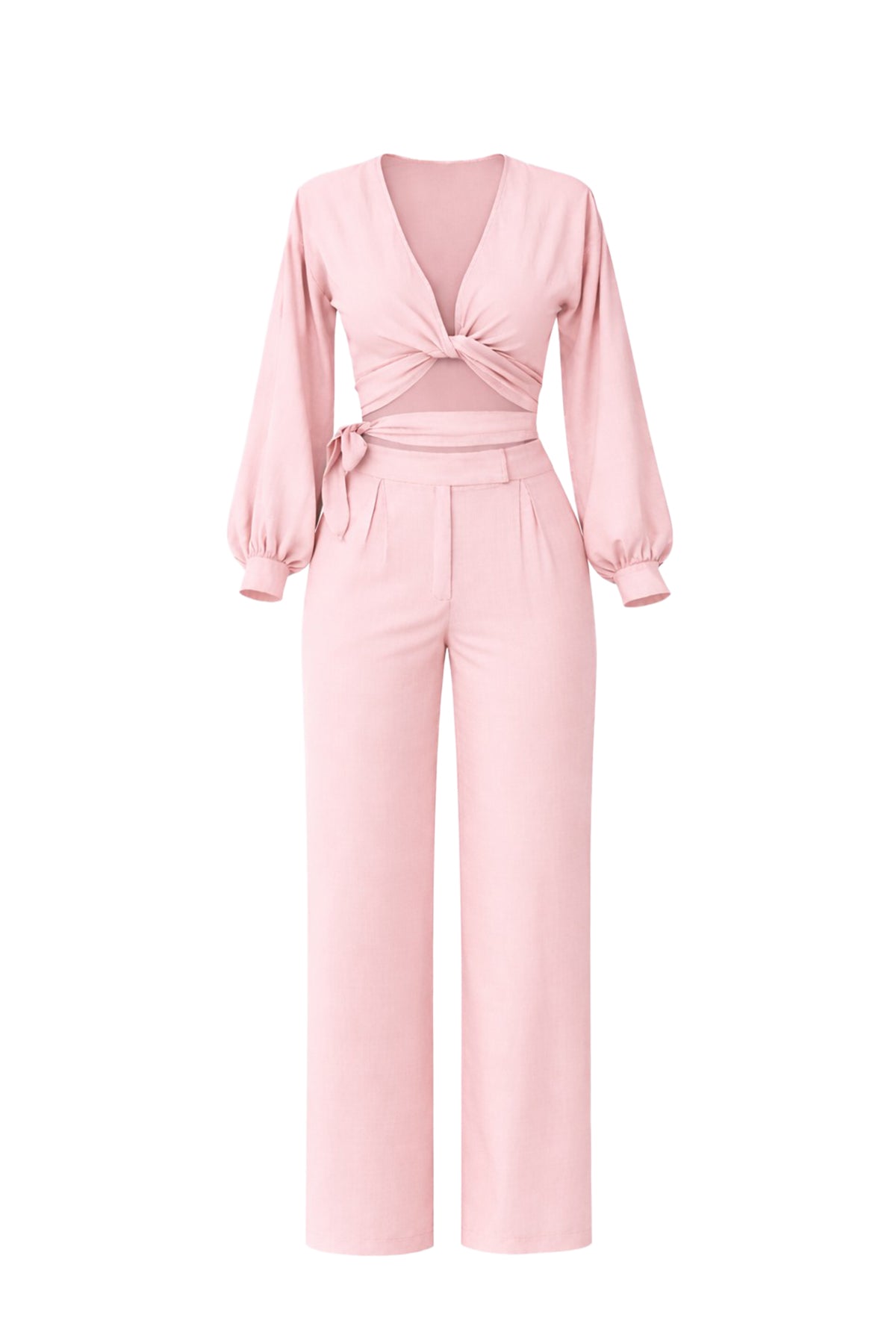 Balloon Sleeve Top & Pleated Detail Pant Set