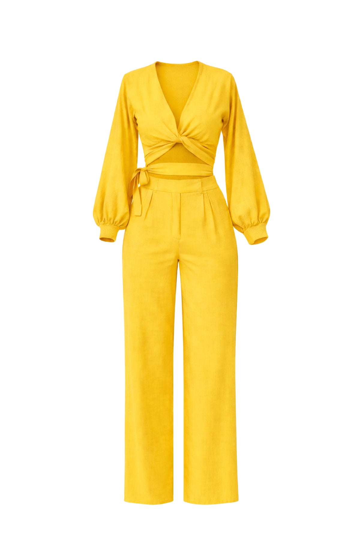 Balloon Sleeve Top & Pleated Detail Pant Set