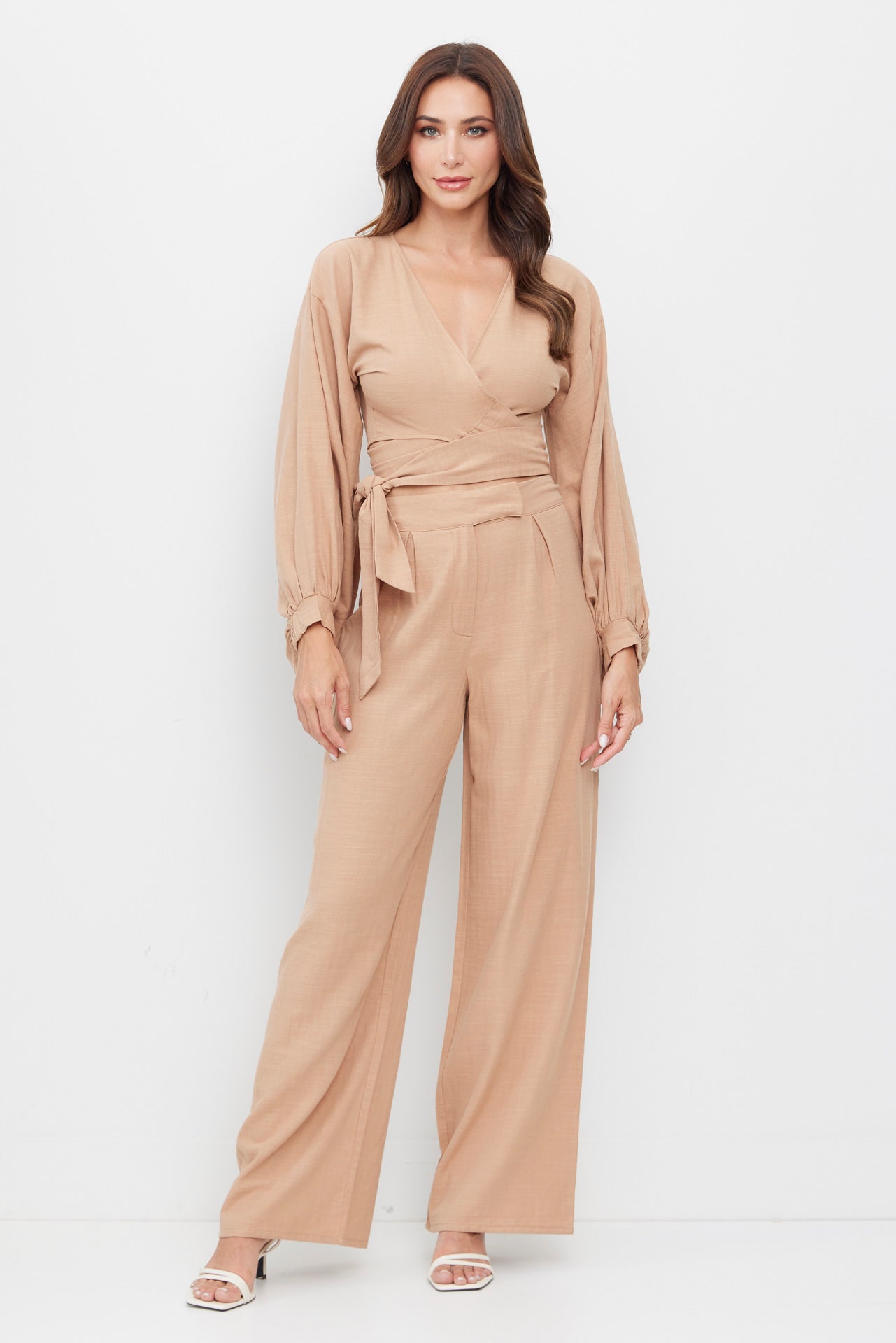 Balloon Sleeve Top & Pleated Detail Pant Set