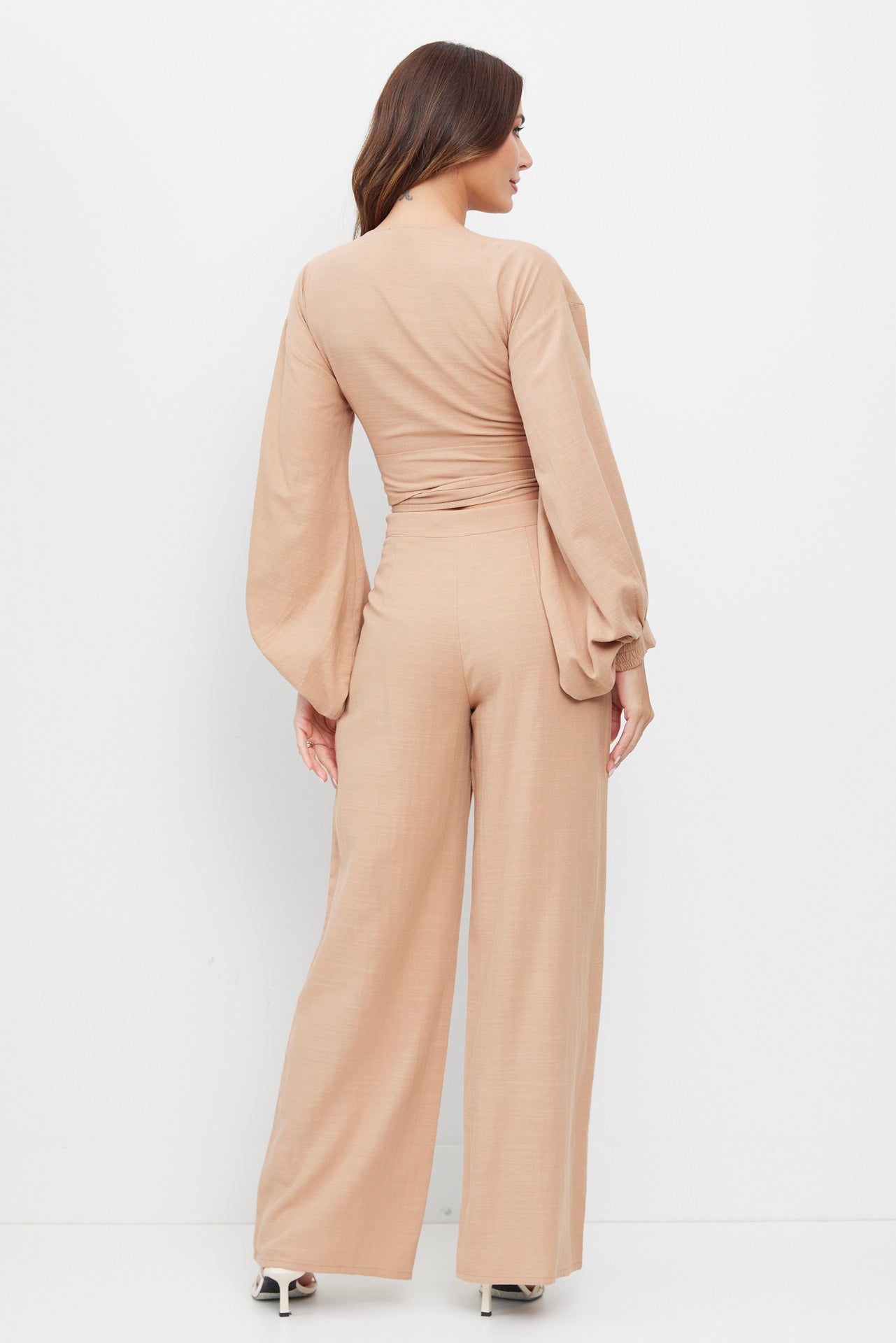 Balloon Sleeve Top & Pleated Detail Pant Set