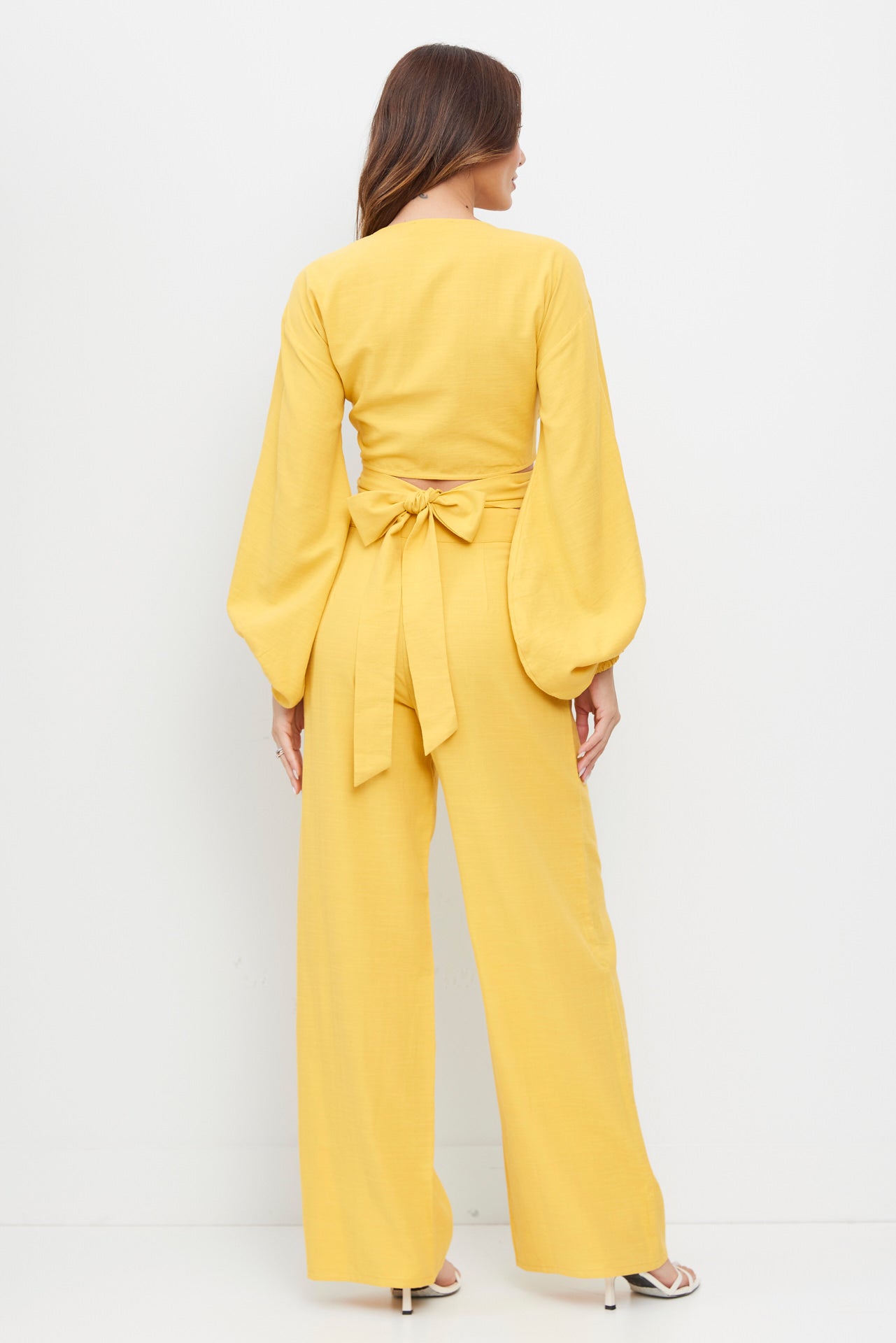 Balloon Sleeve Top & Pleated Detail Pant Set