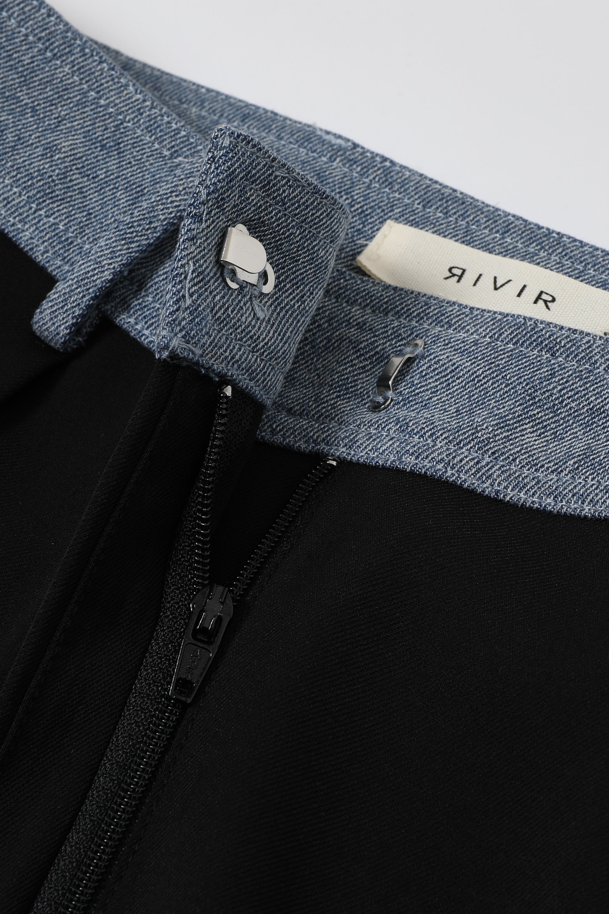 Two Becomes One Contrast Denim Pants