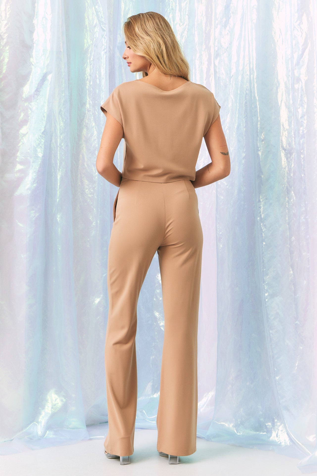 Necessary Short Sleeve Crop Top & Pants Set