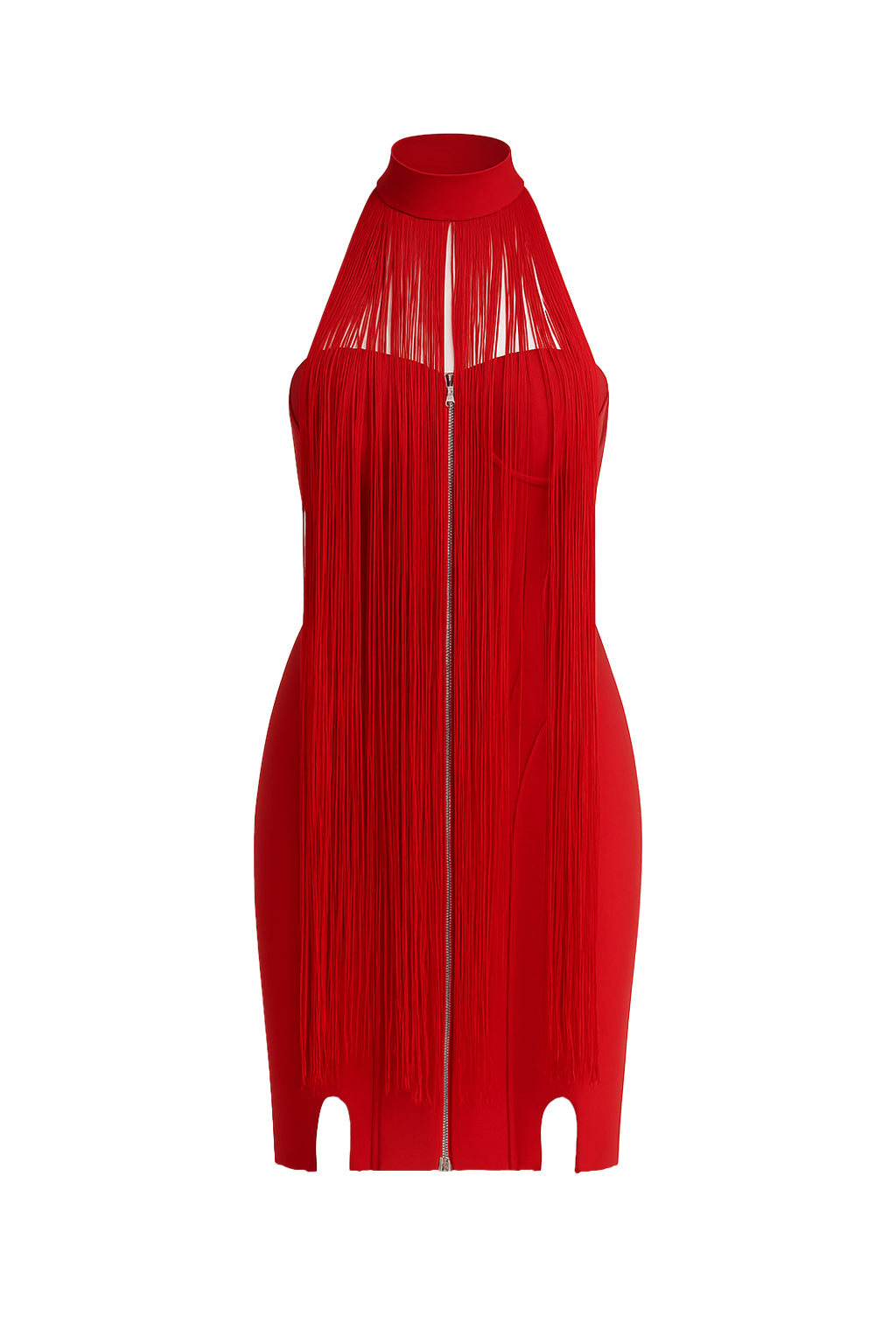 Bandage Tube Mini Dress With Fringe Choker