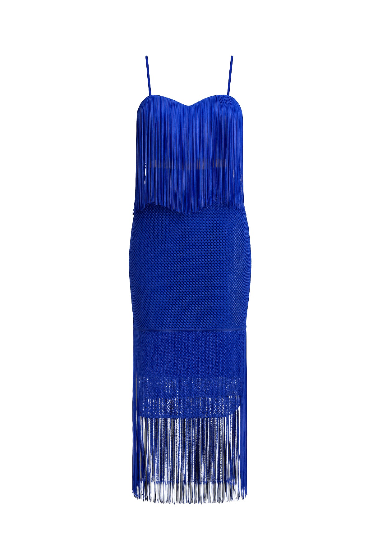 Jenna Bandage Sleeveless Cutout Midi Dress with Fringe