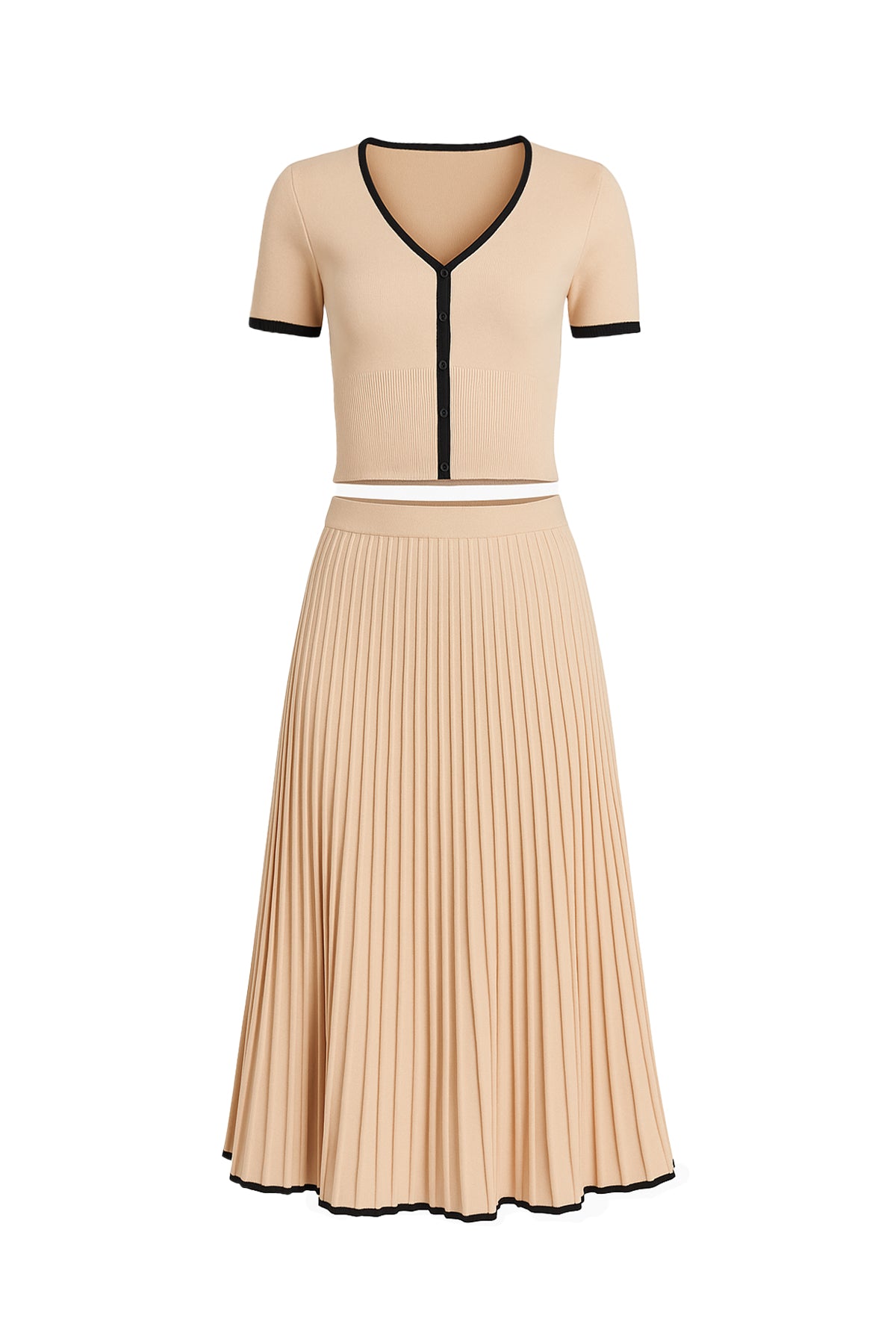 Evadne Short Sleeve Top With Flare Skirt Set