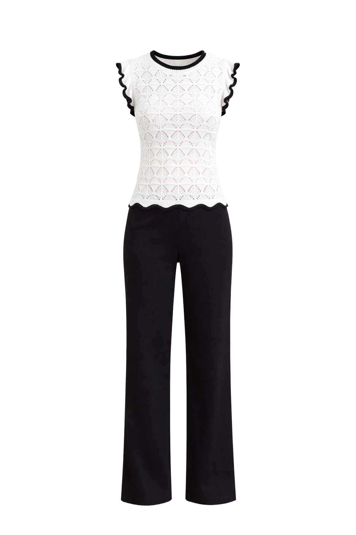 Timeless Knitwear Pointelle Top & Pants Set