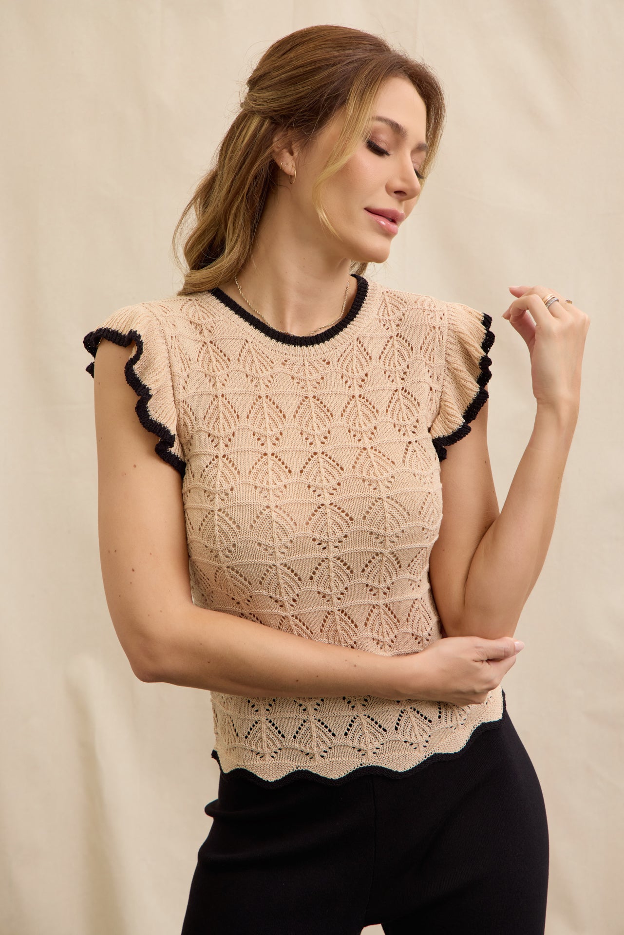 Timeless Knitwear Pointelle Top & Pants Set