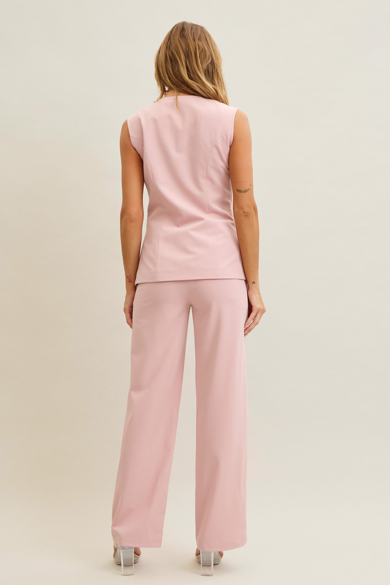 Woven Majesty Round Neck Vest Pants Set