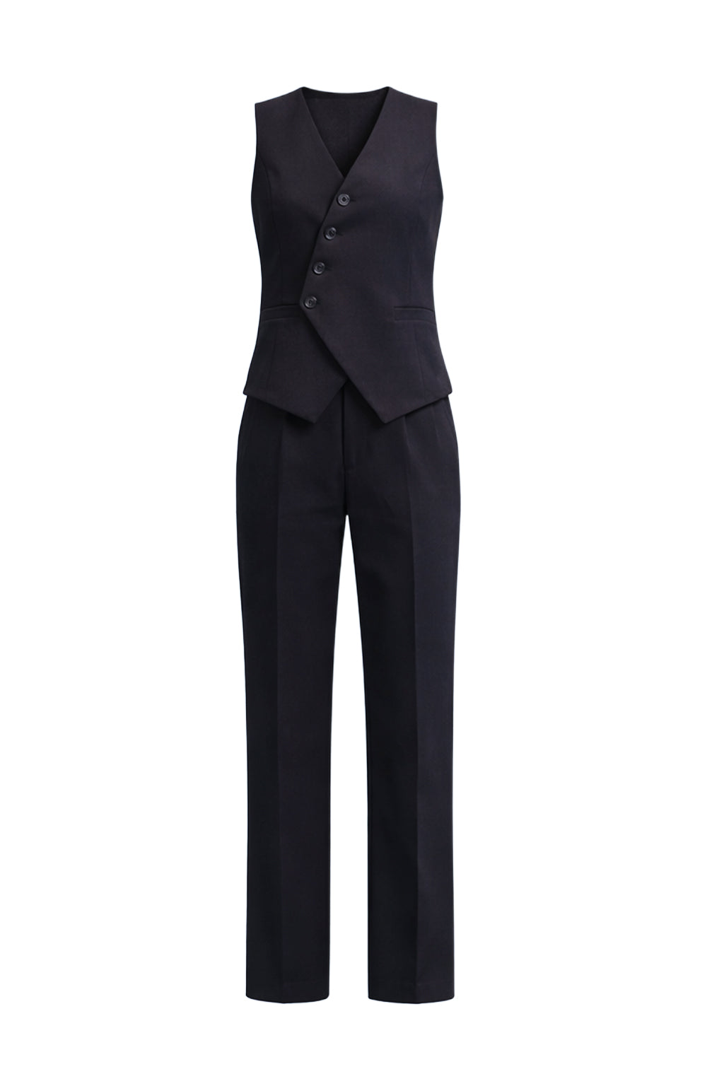 Subtle Elegance Asymmetrical Vest With Pants Set
