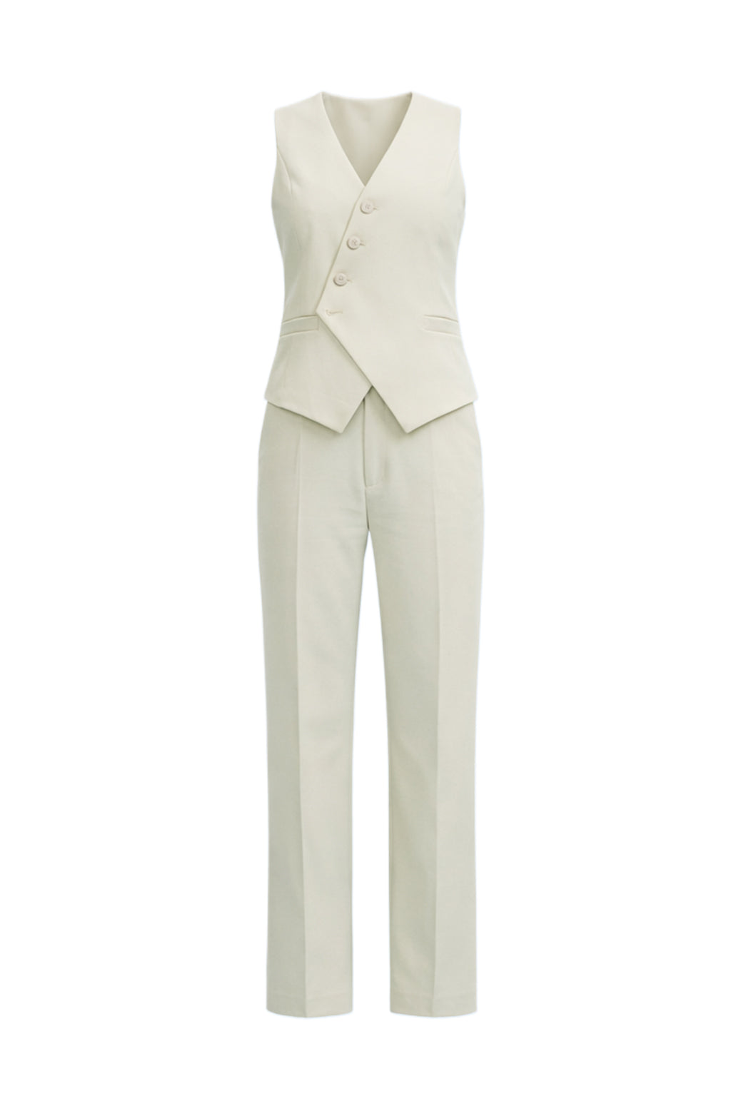 Subtle Elegance Asymmetrical Vest With Pants Set