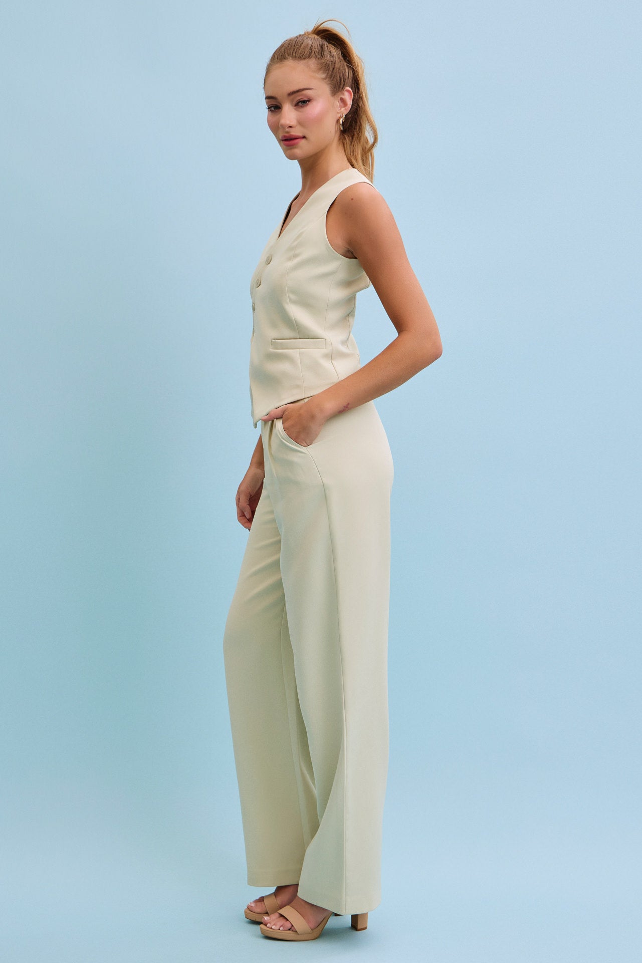 Subtle Elegance Asymmetrical Vest With Pants Set
