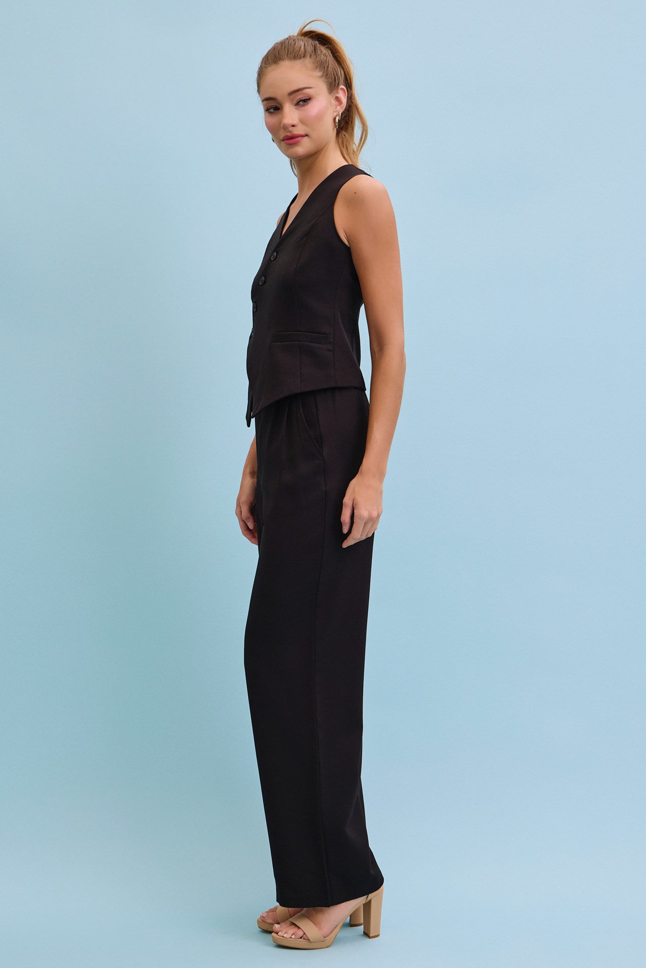 Subtle Elegance Asymmetrical Vest With Pants Set