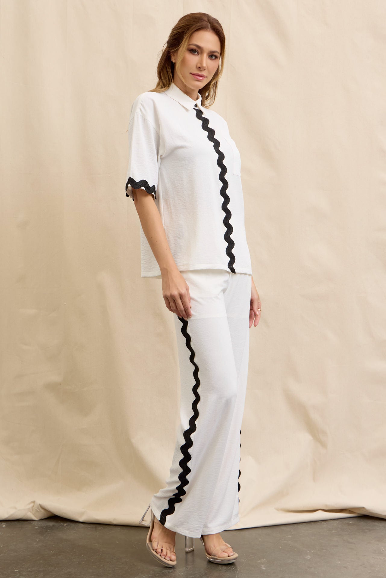 Wave Whisper Button Down Shirt & Pants Set