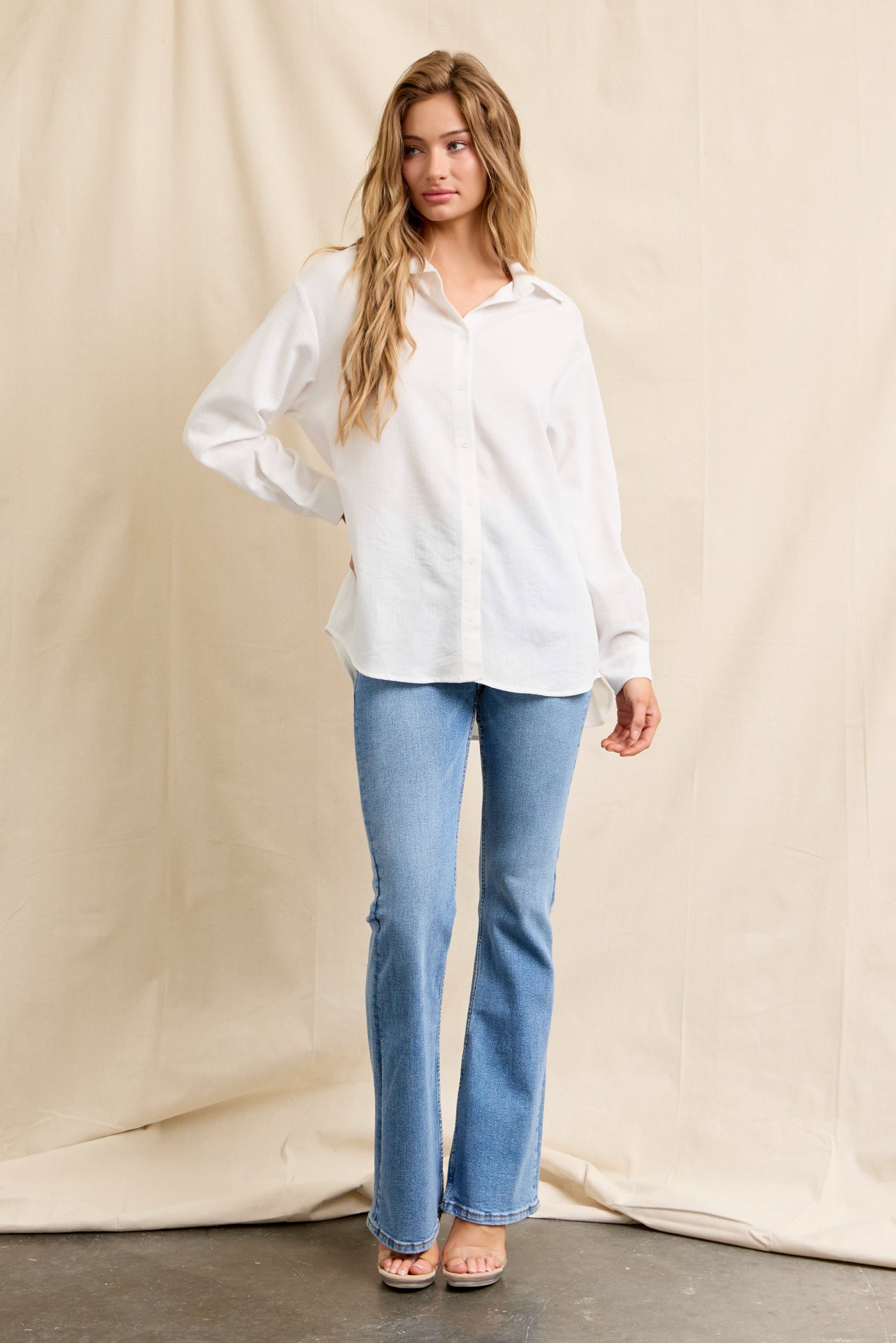 Clarissa Woven Button-Down Top