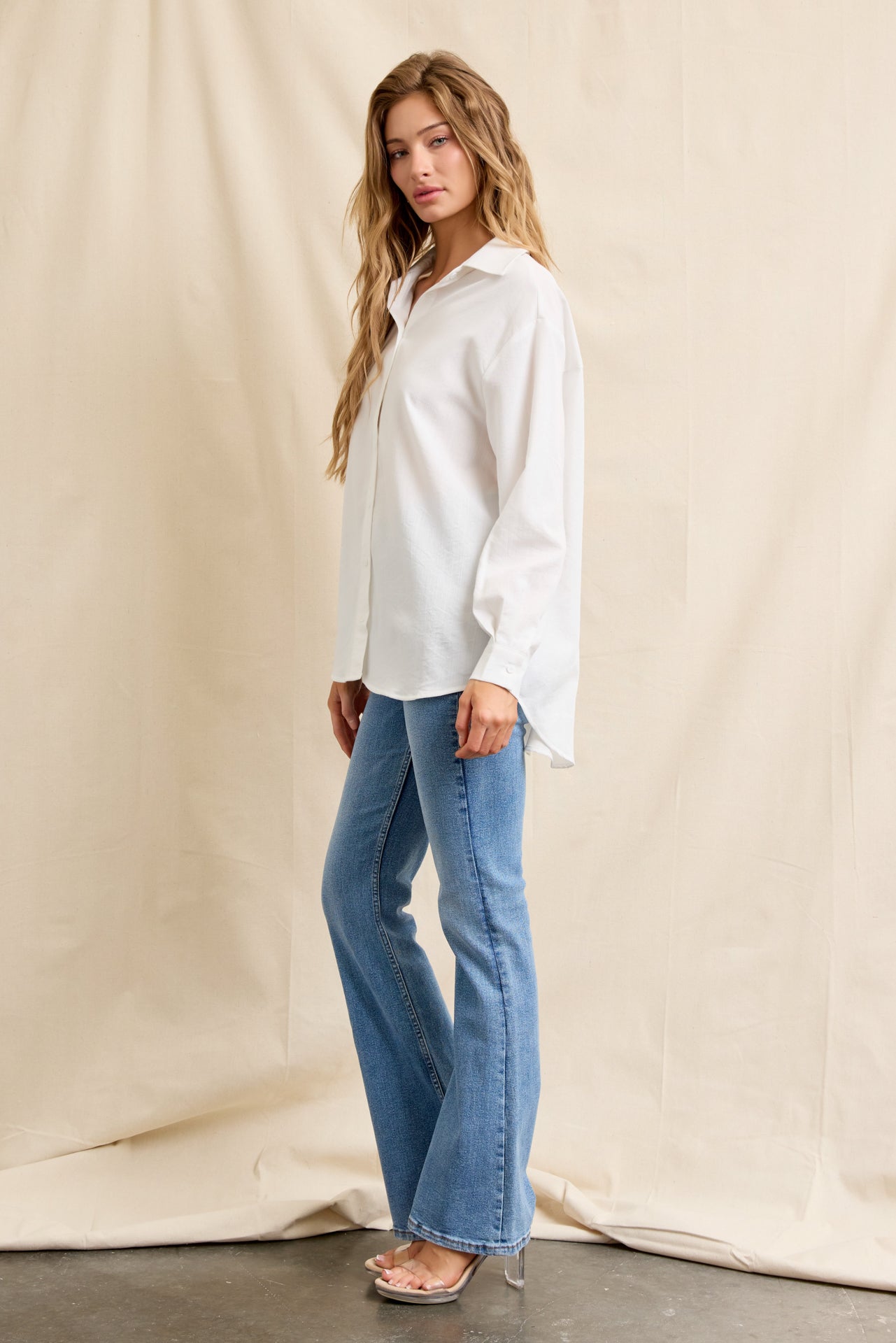 Clarissa Woven Button-Down Top