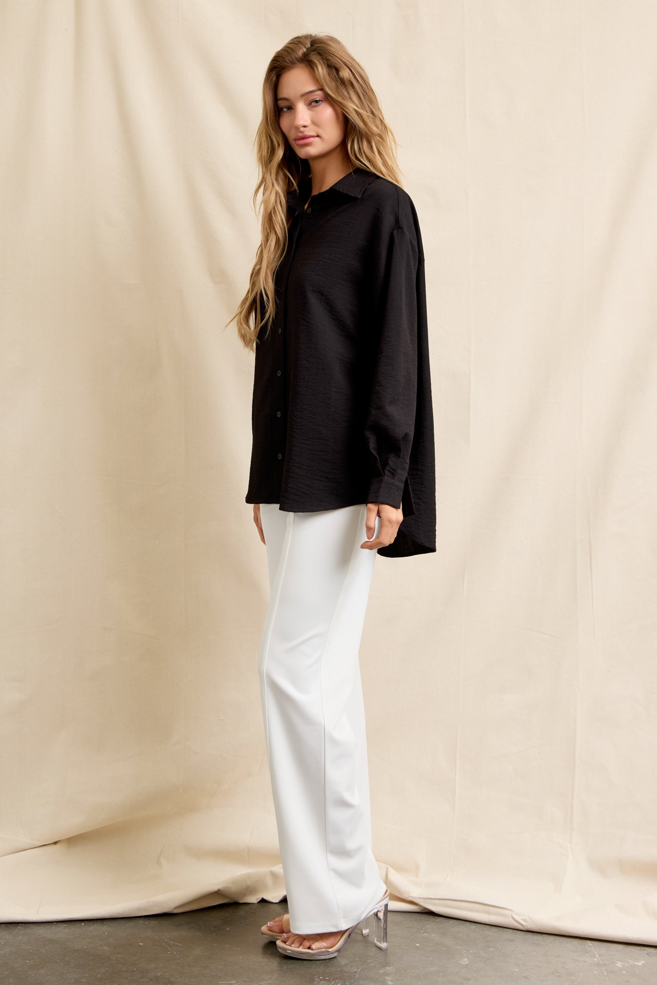 Clarissa Woven Button-Down Top