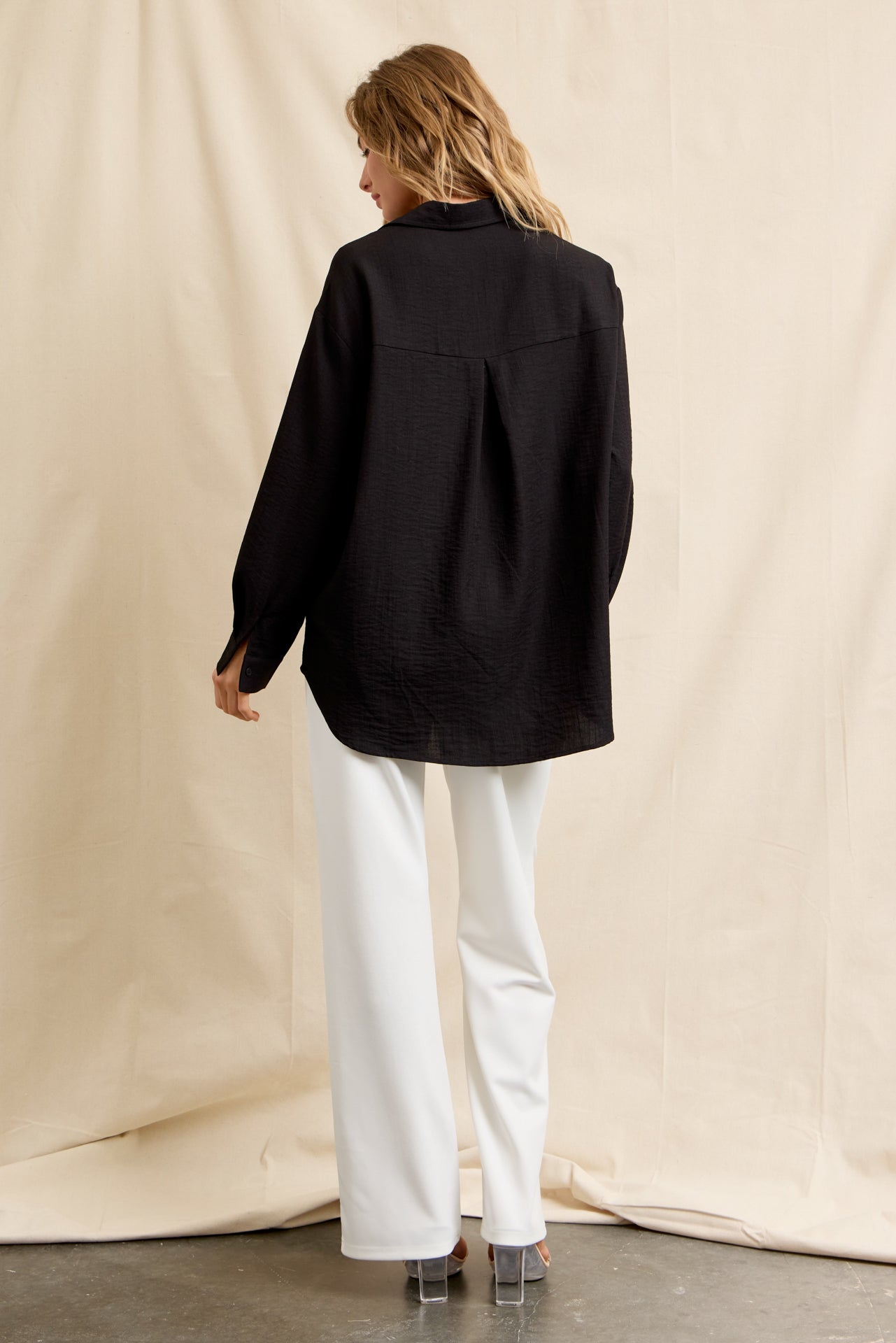 Clarissa Woven Button-Down Top