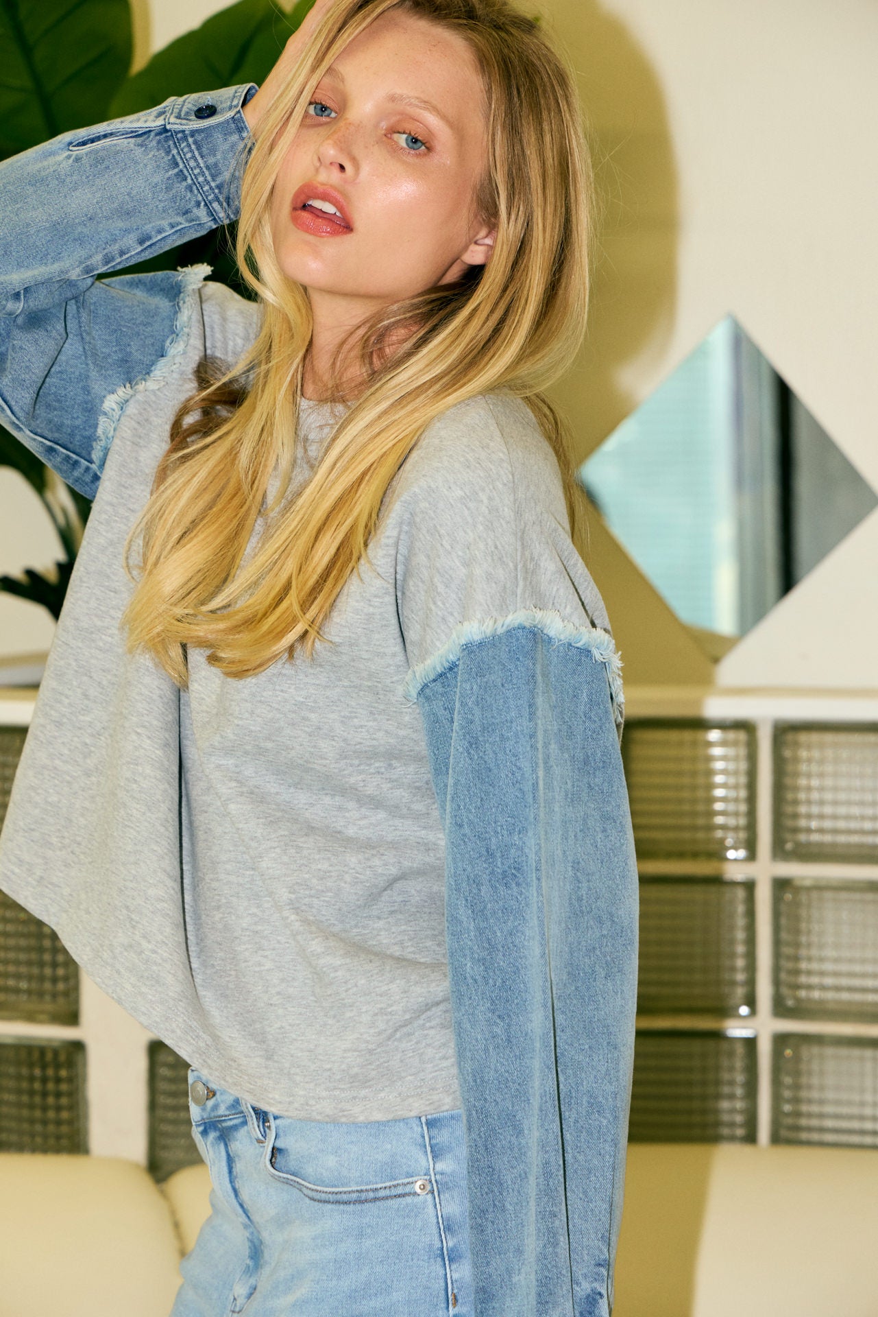 Denim Sleeve Code Sweatshirt