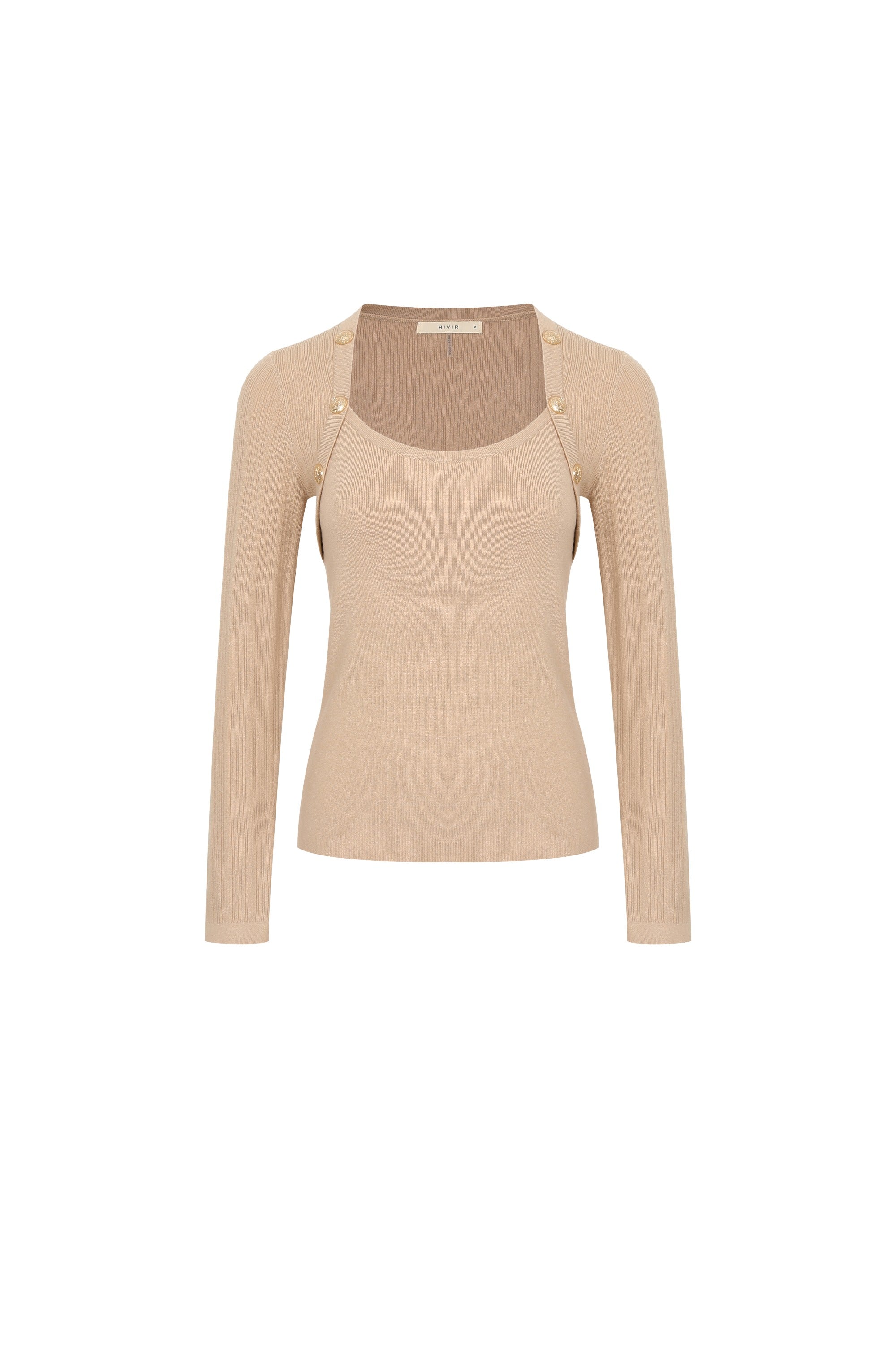 La Mode Knit Top With Buttons