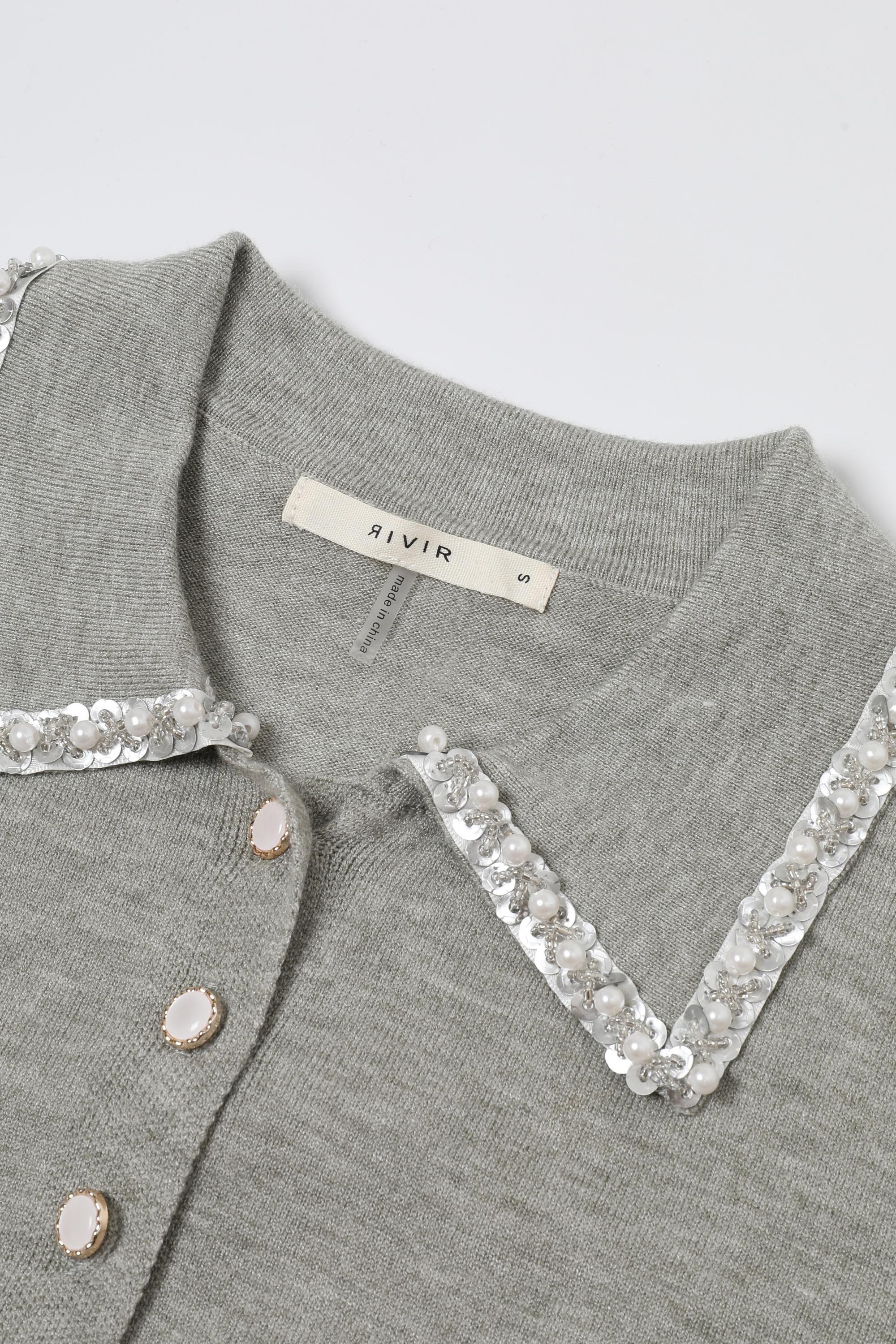 Sequin Pearl Kiss Knit Short Sleeve Top