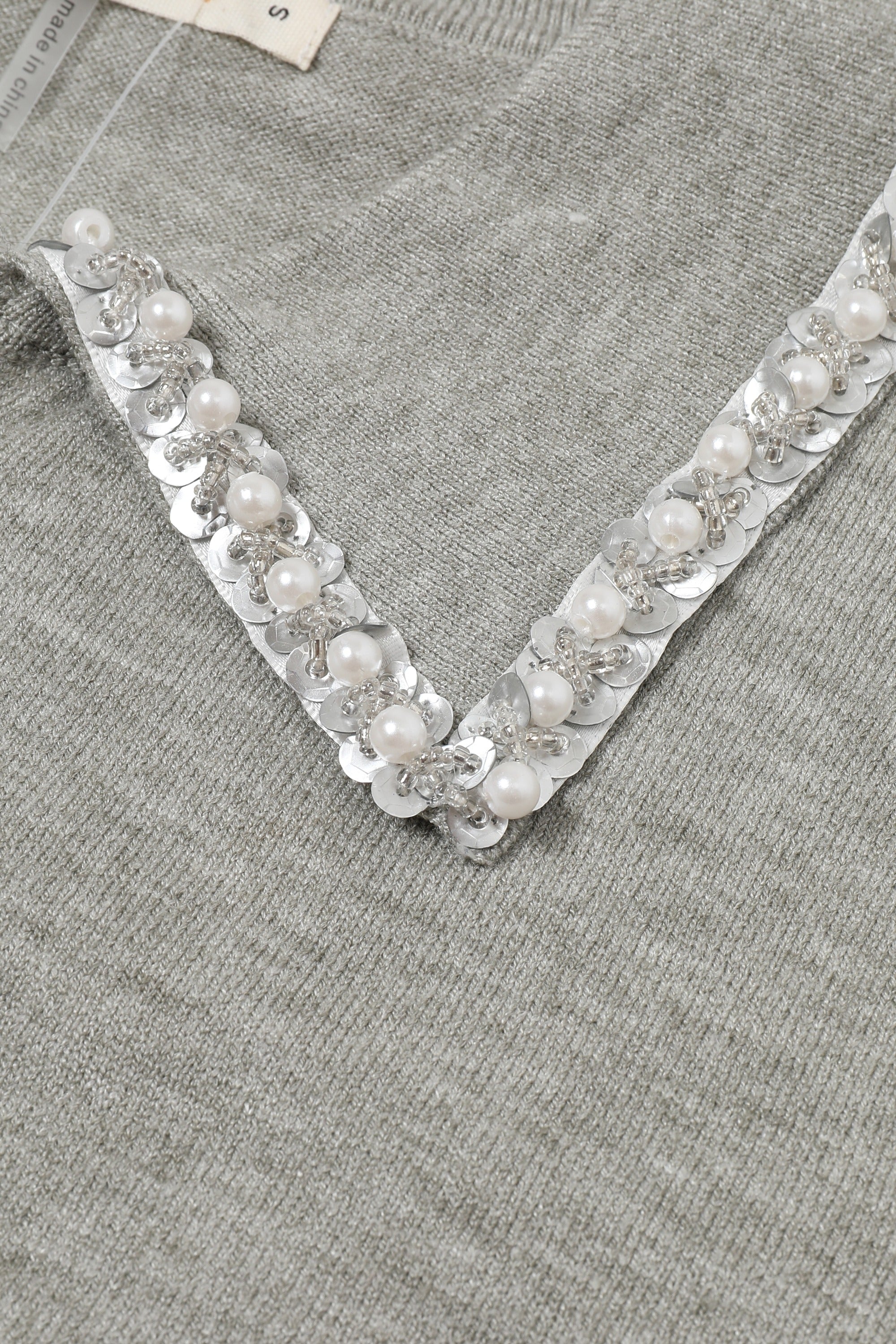 Sequin Pearl Kiss Knit Short Sleeve Top