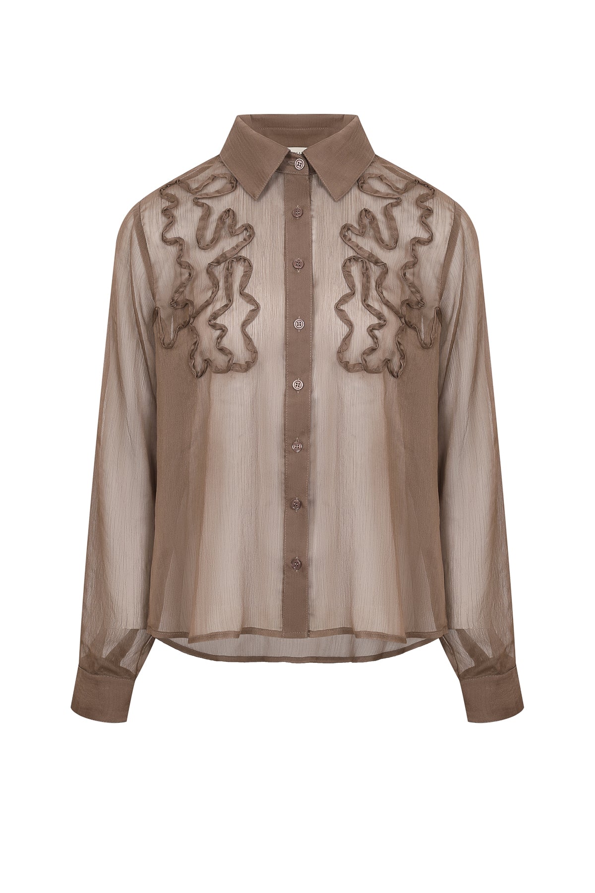 Yoryu Chiffon Shirt With Wave Texture Applique