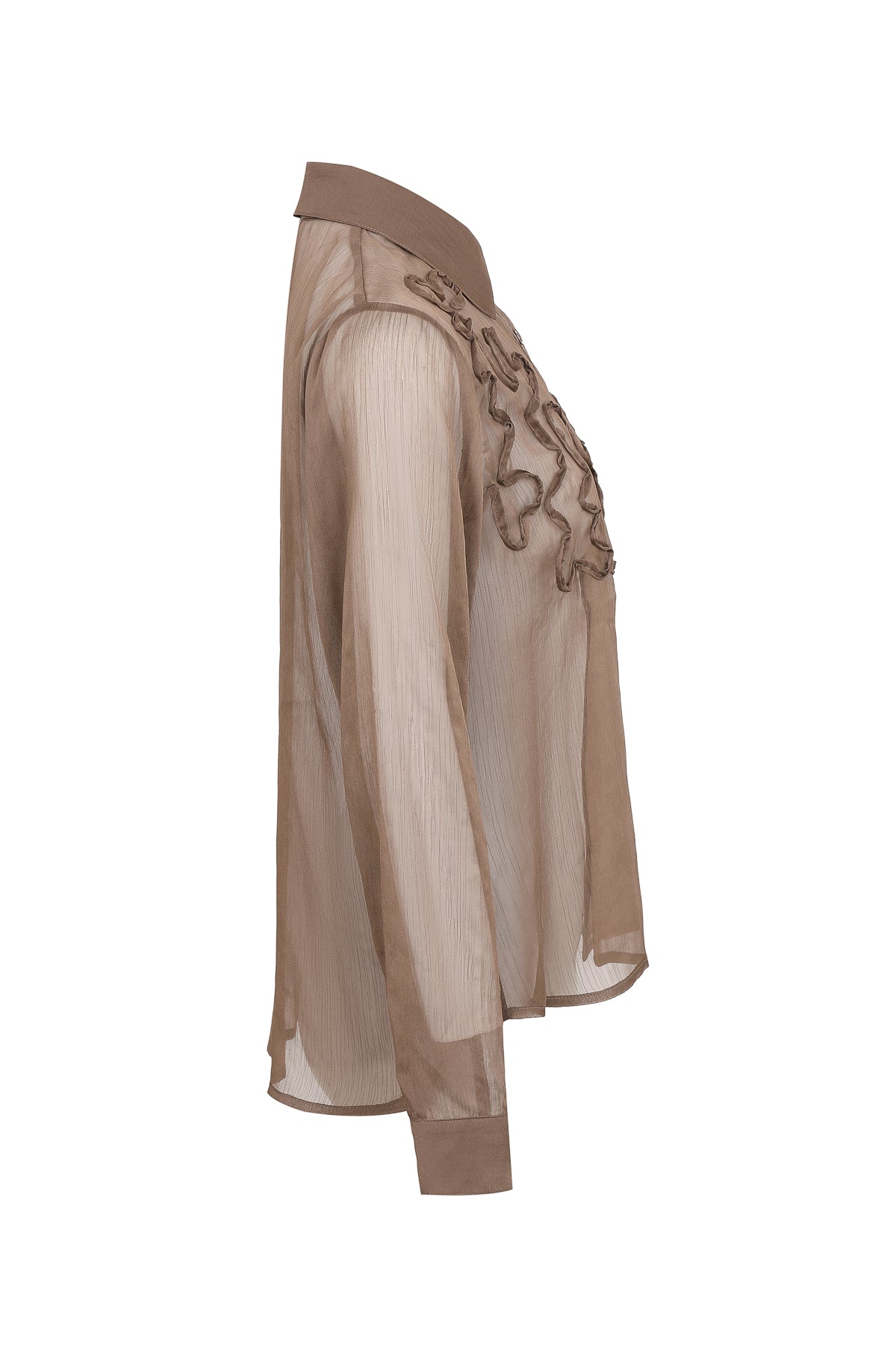 Yoryu Chiffon Shirt With Wave Texture Applique