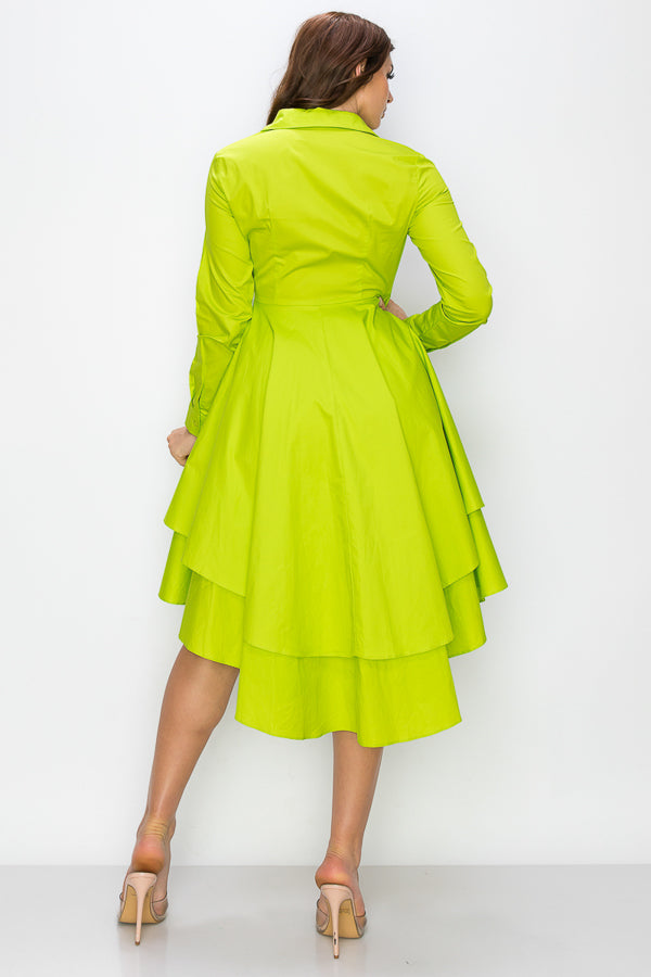 High Low Peplum Button Down Shirt