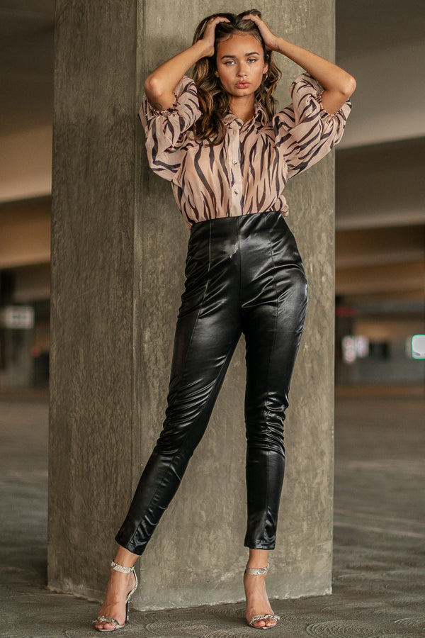 Soft Leather High Waist Skinny Pants