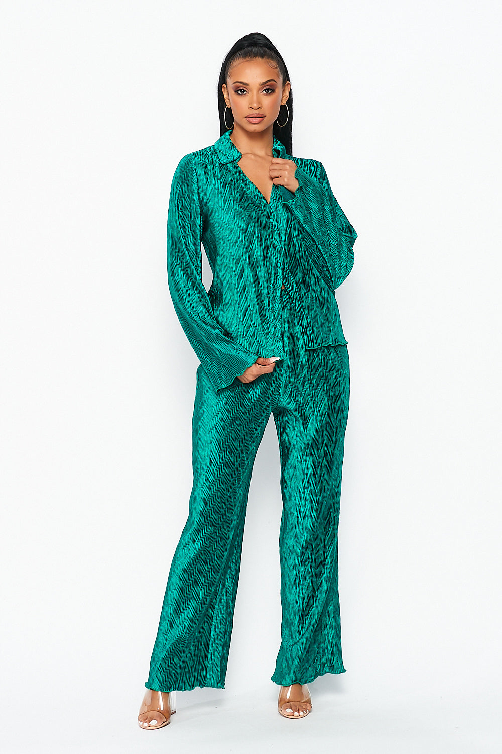 V Neck Long Sleeve Set